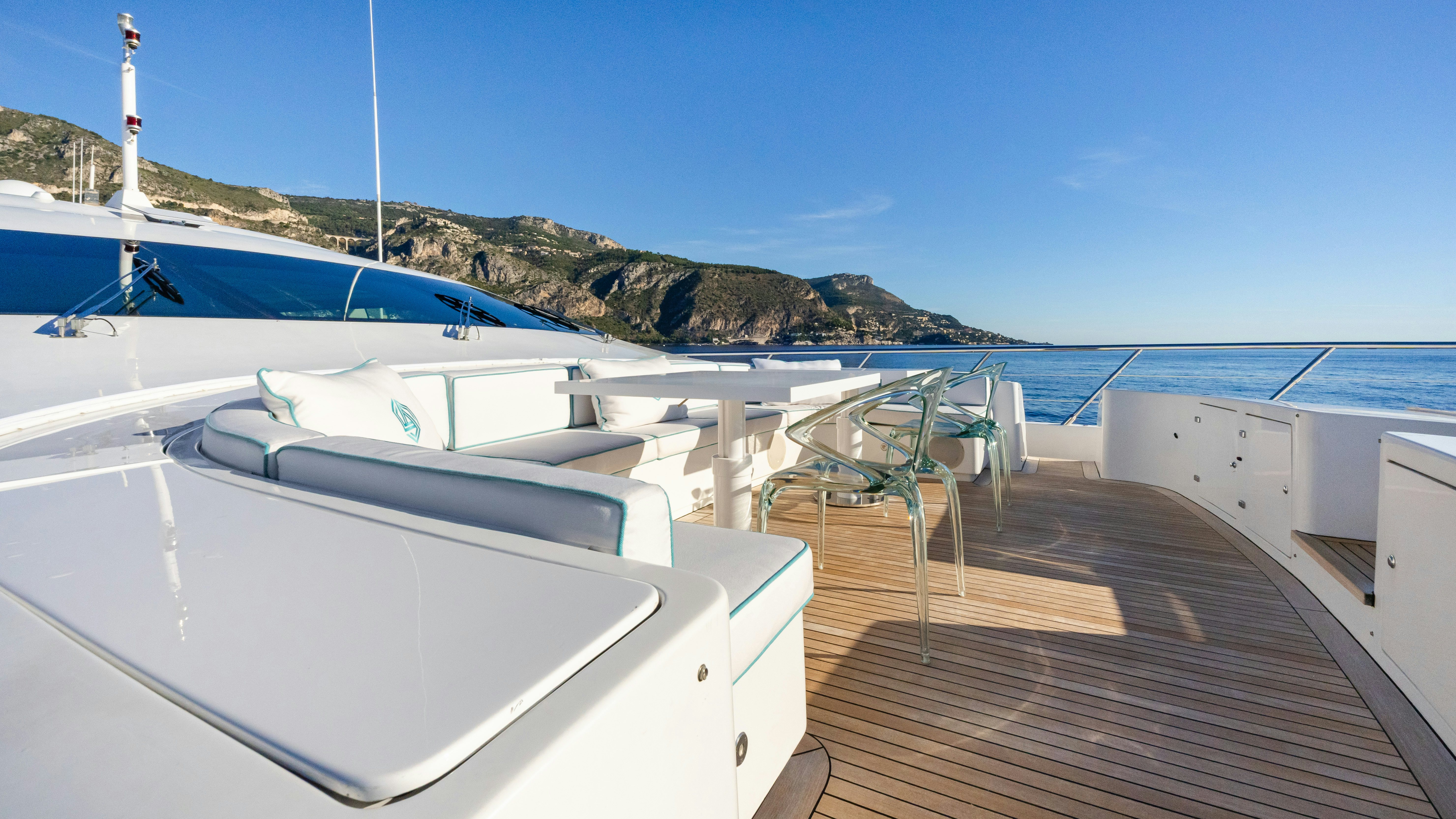a boat on a dock aboard BLUE AZUR Yacht for Sale