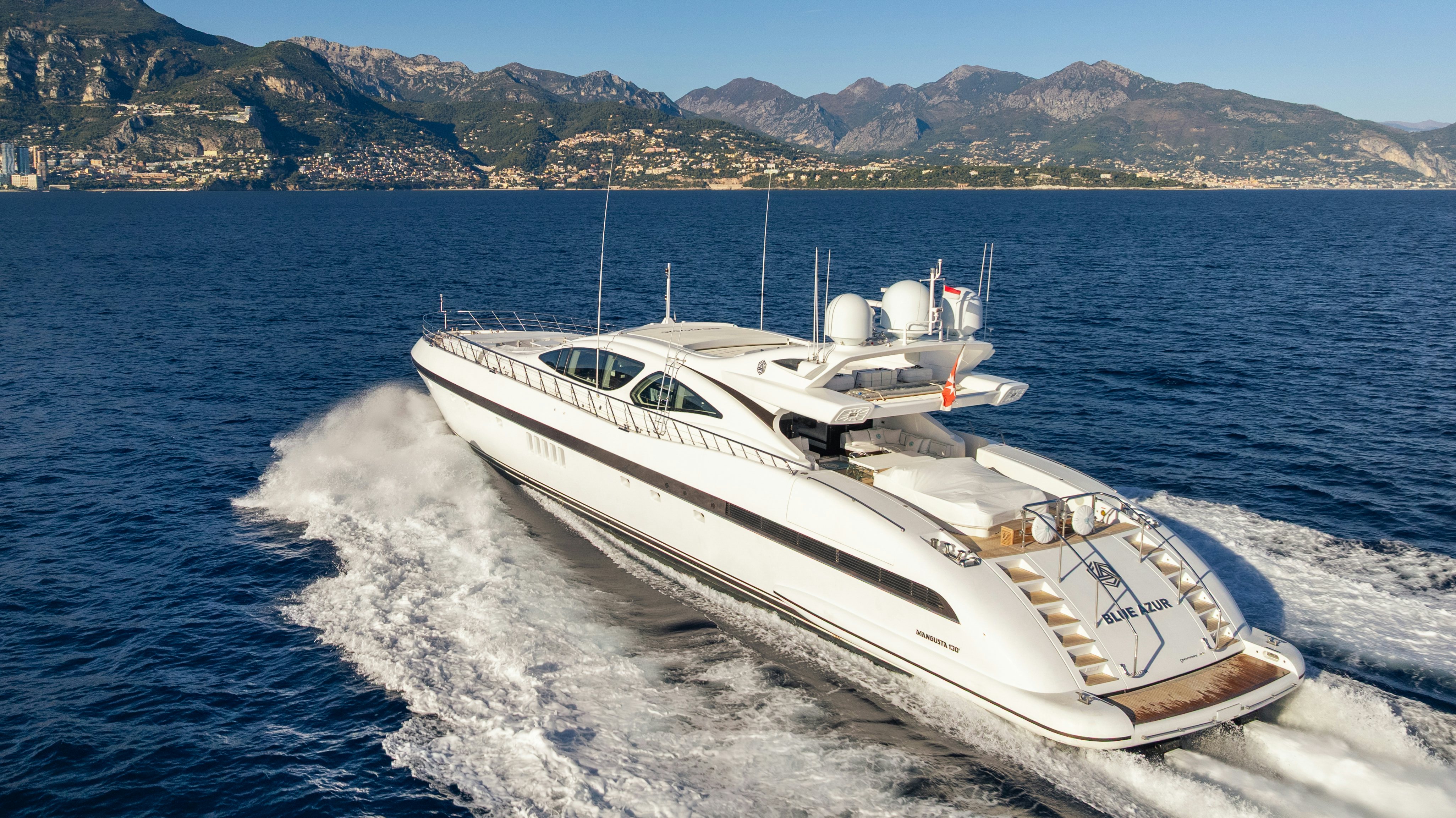 a boat on the water aboard BLUE AZUR Yacht for Sale