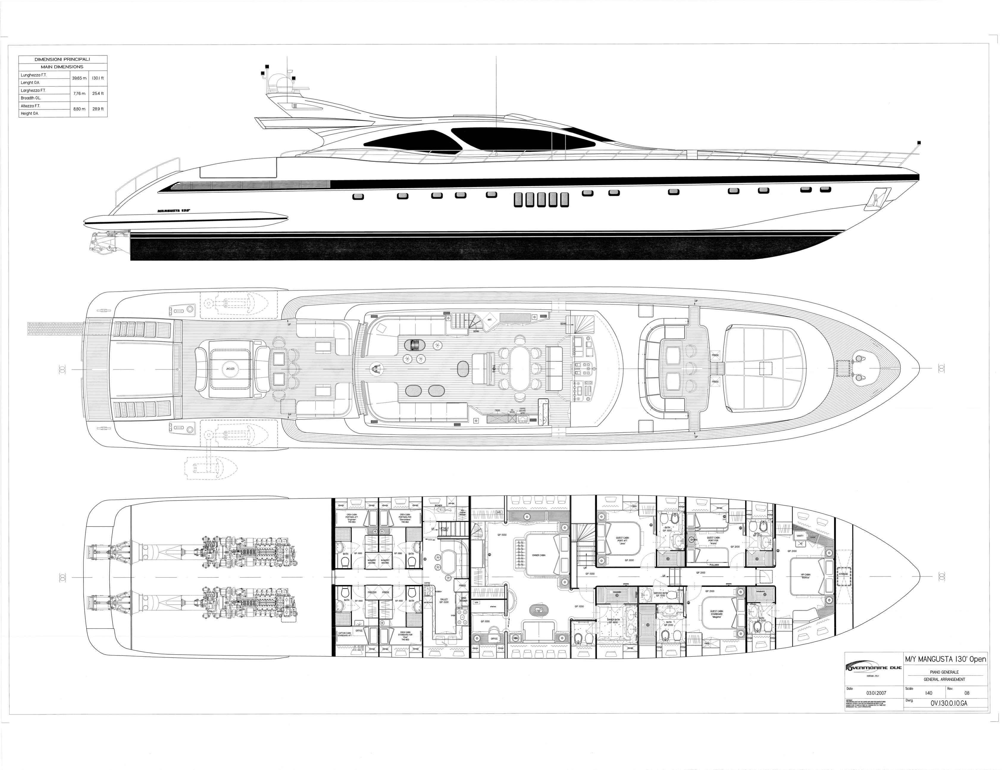 diagram, engineering drawing aboard BLUE AZUR Yacht for Sale