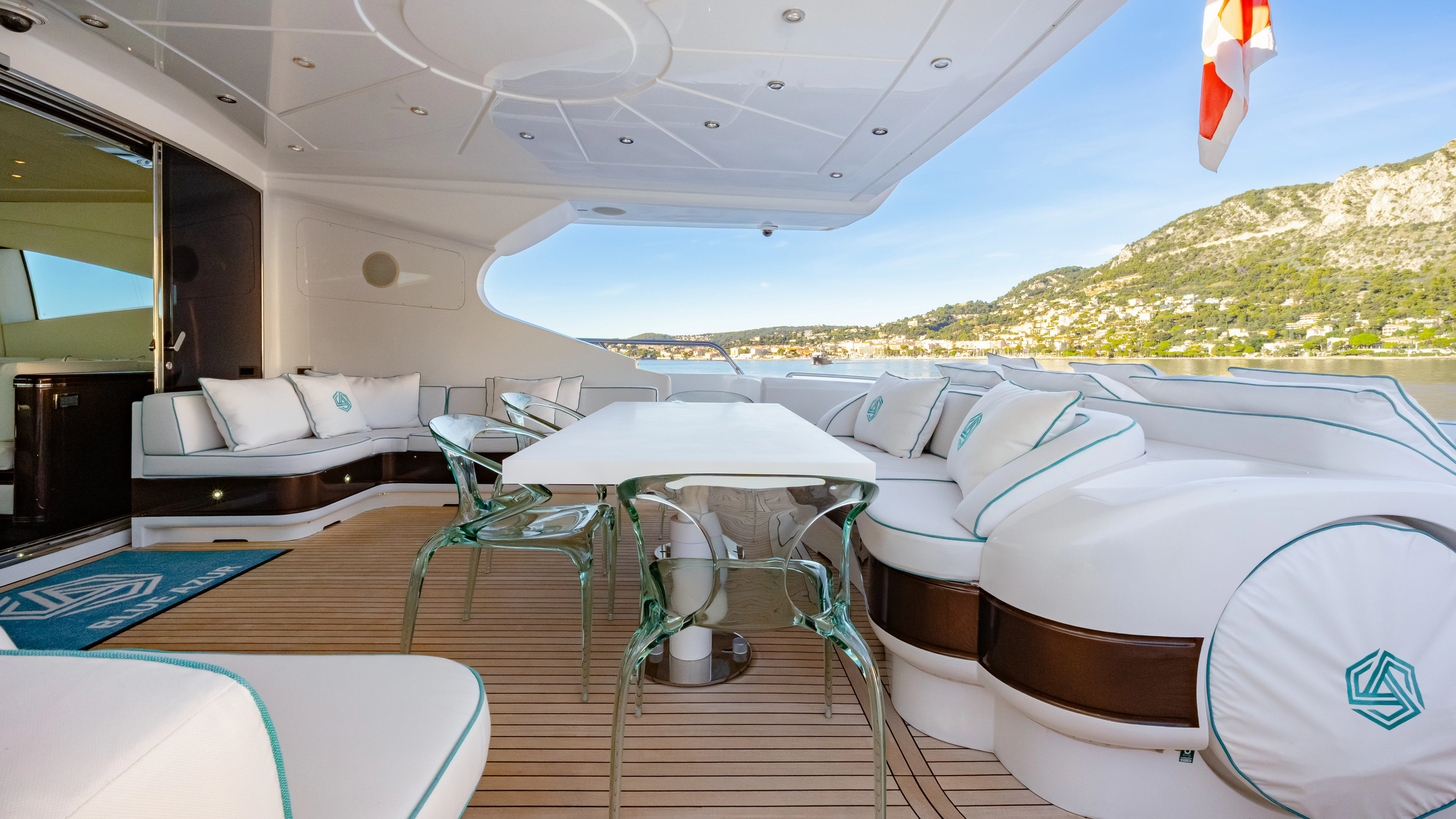a tent on a boat aboard BLUE AZUR Yacht for Charter