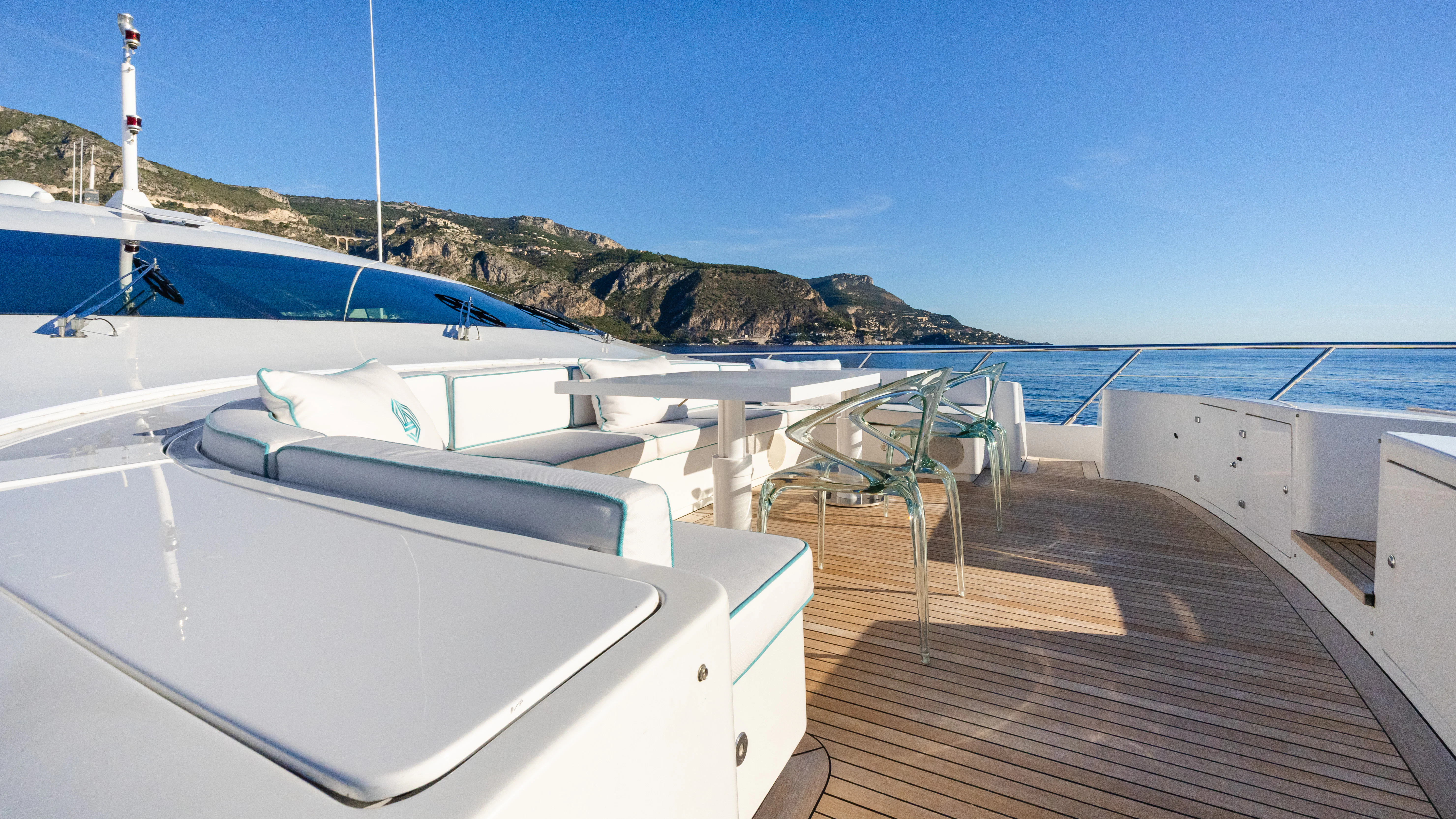 a boat on a dock aboard BLUE AZUR Yacht for Charter