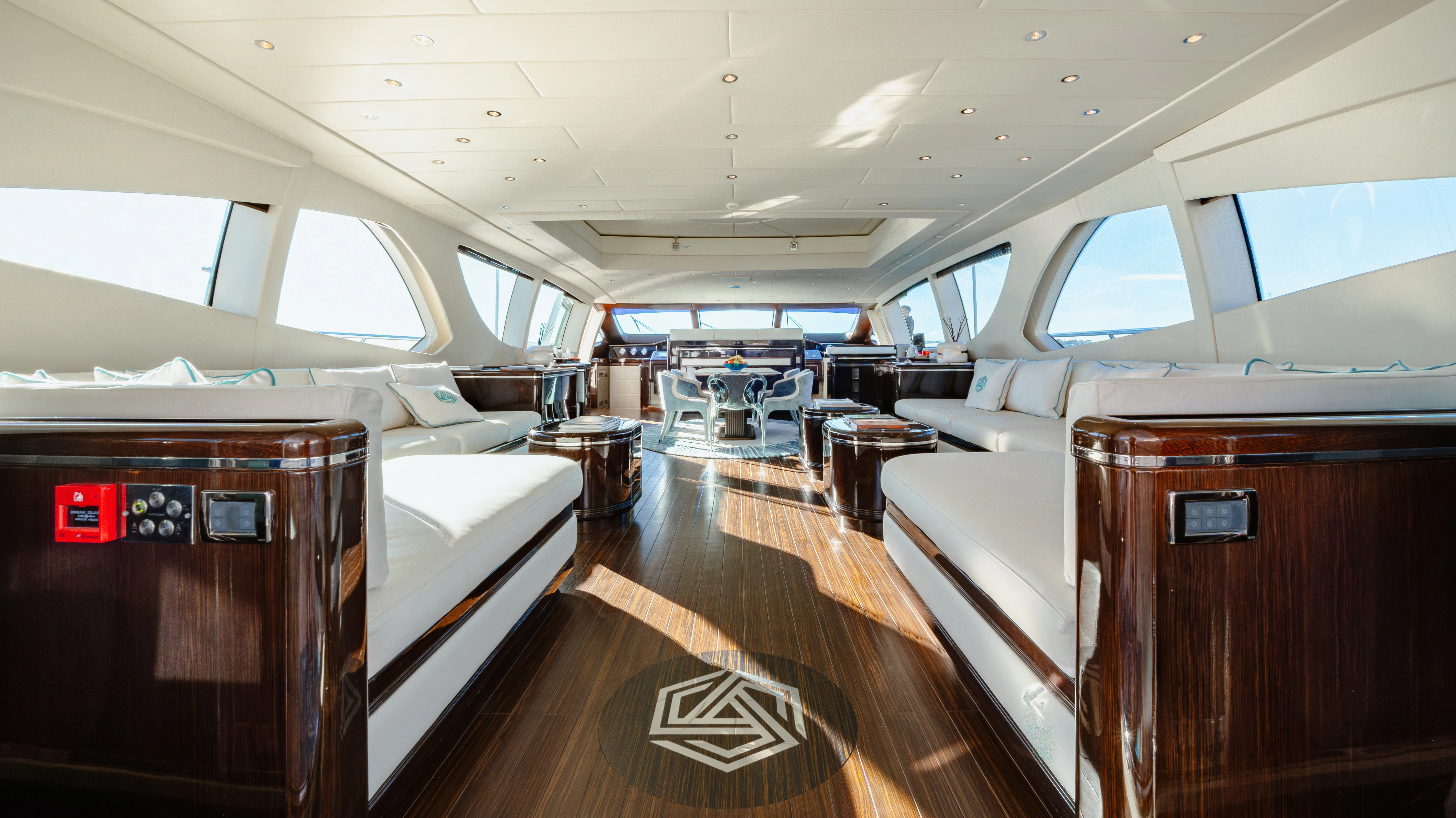 inside of an airplane aboard BLUE AZUR Yacht for Charter