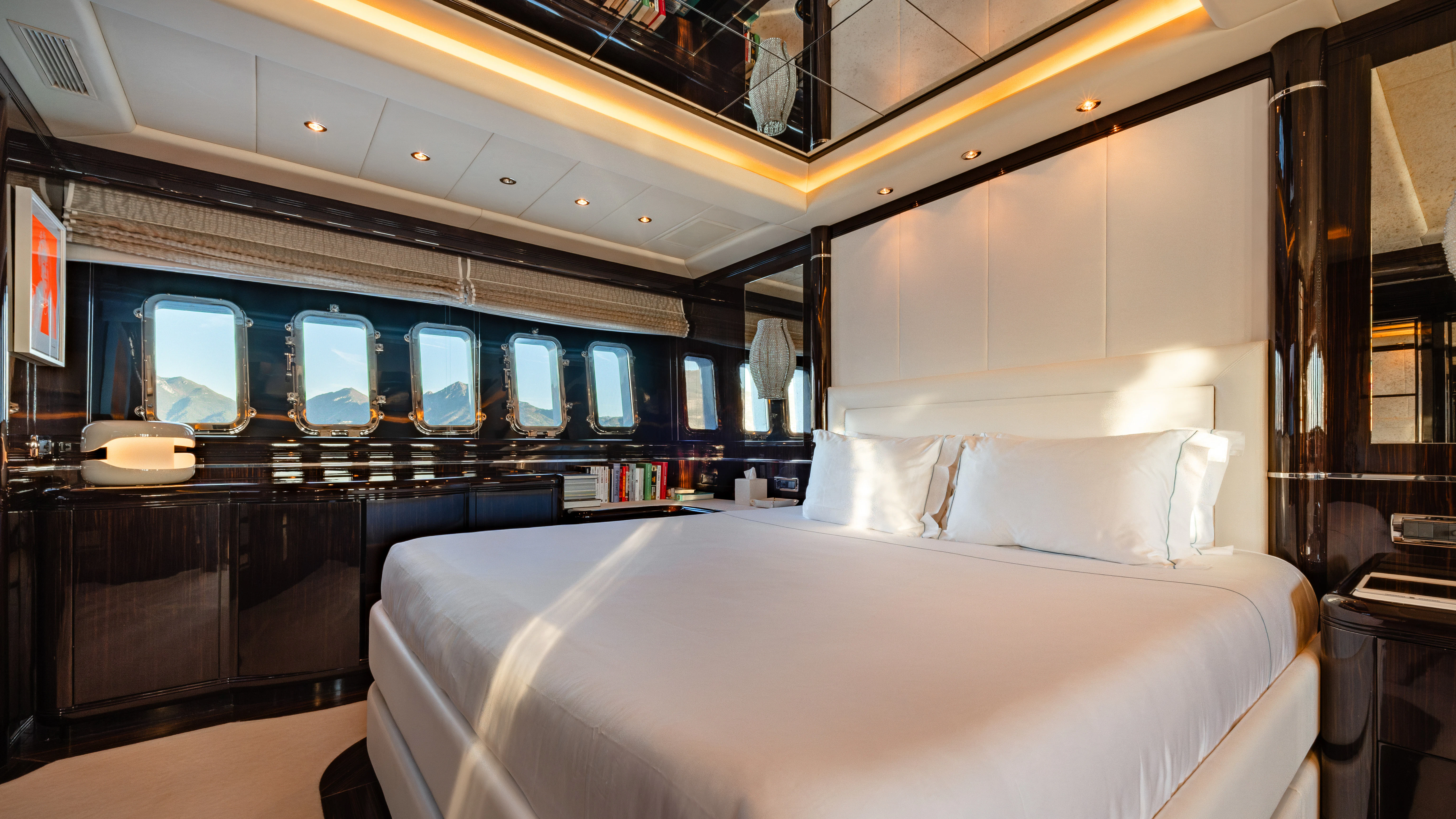 a bed in a room aboard BLUE AZUR Yacht for Charter
