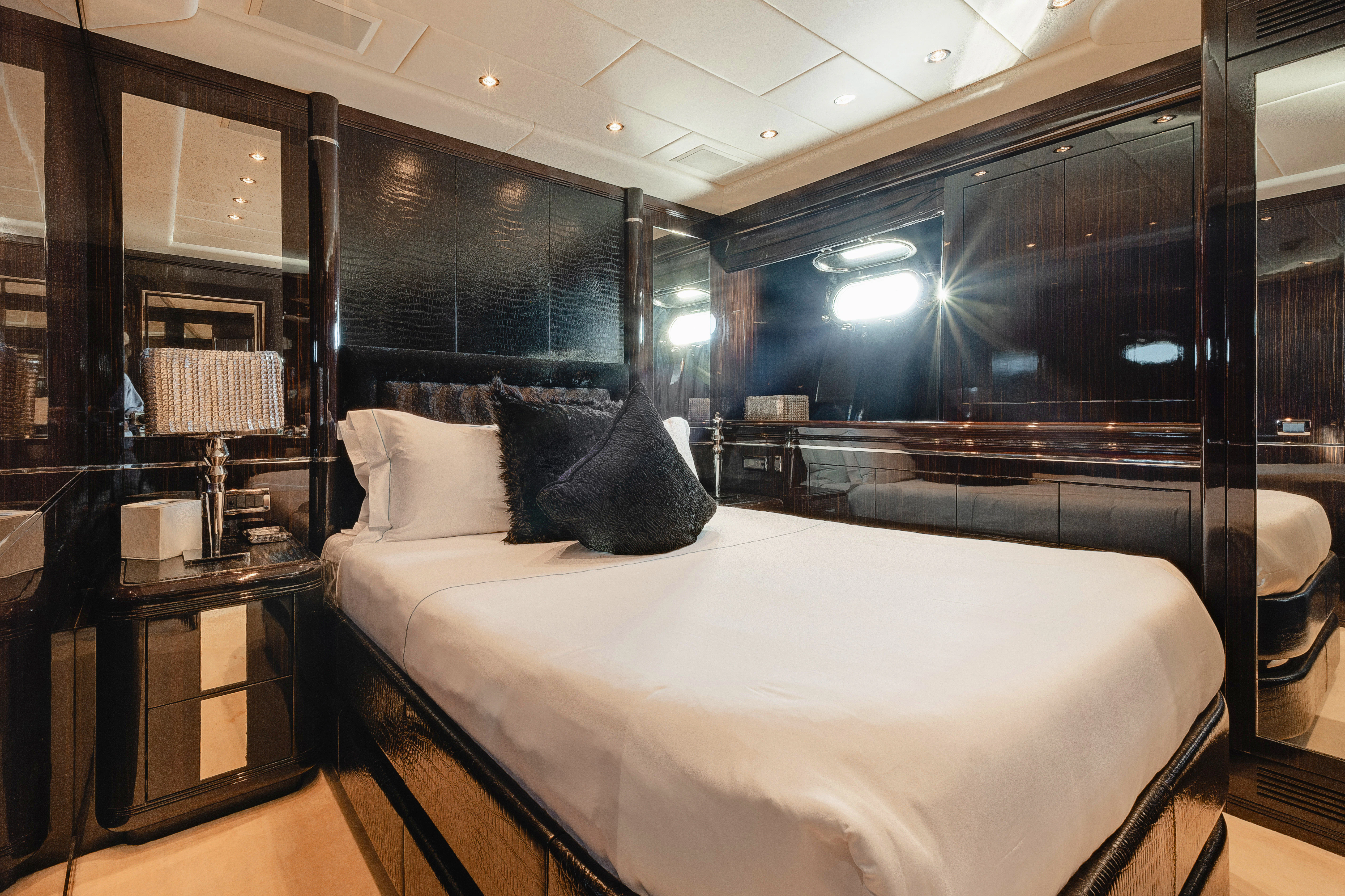 a bed in a room aboard BLUE AZUR Yacht for Charter