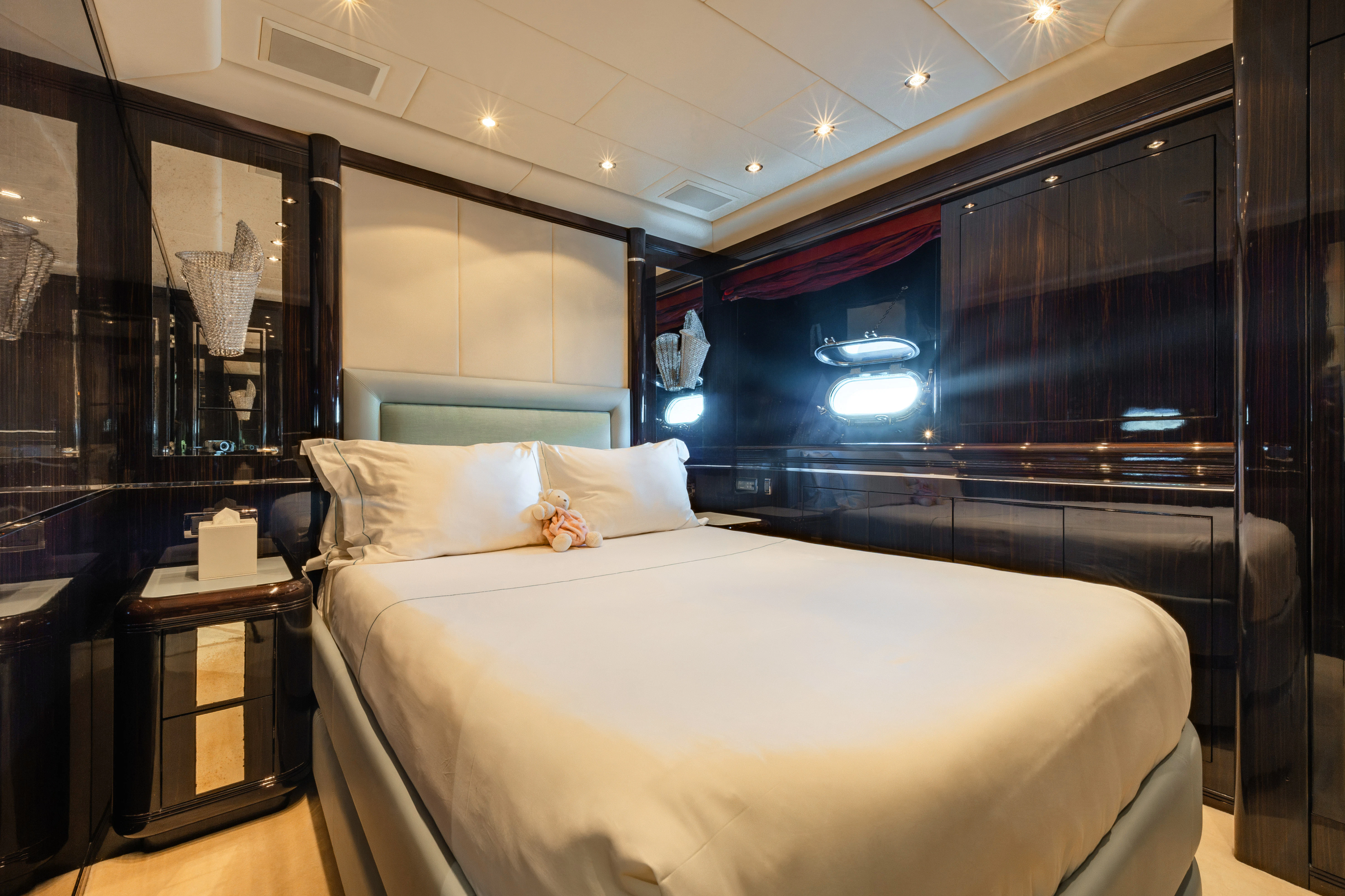 a bed in a room aboard BLUE AZUR Yacht for Charter
