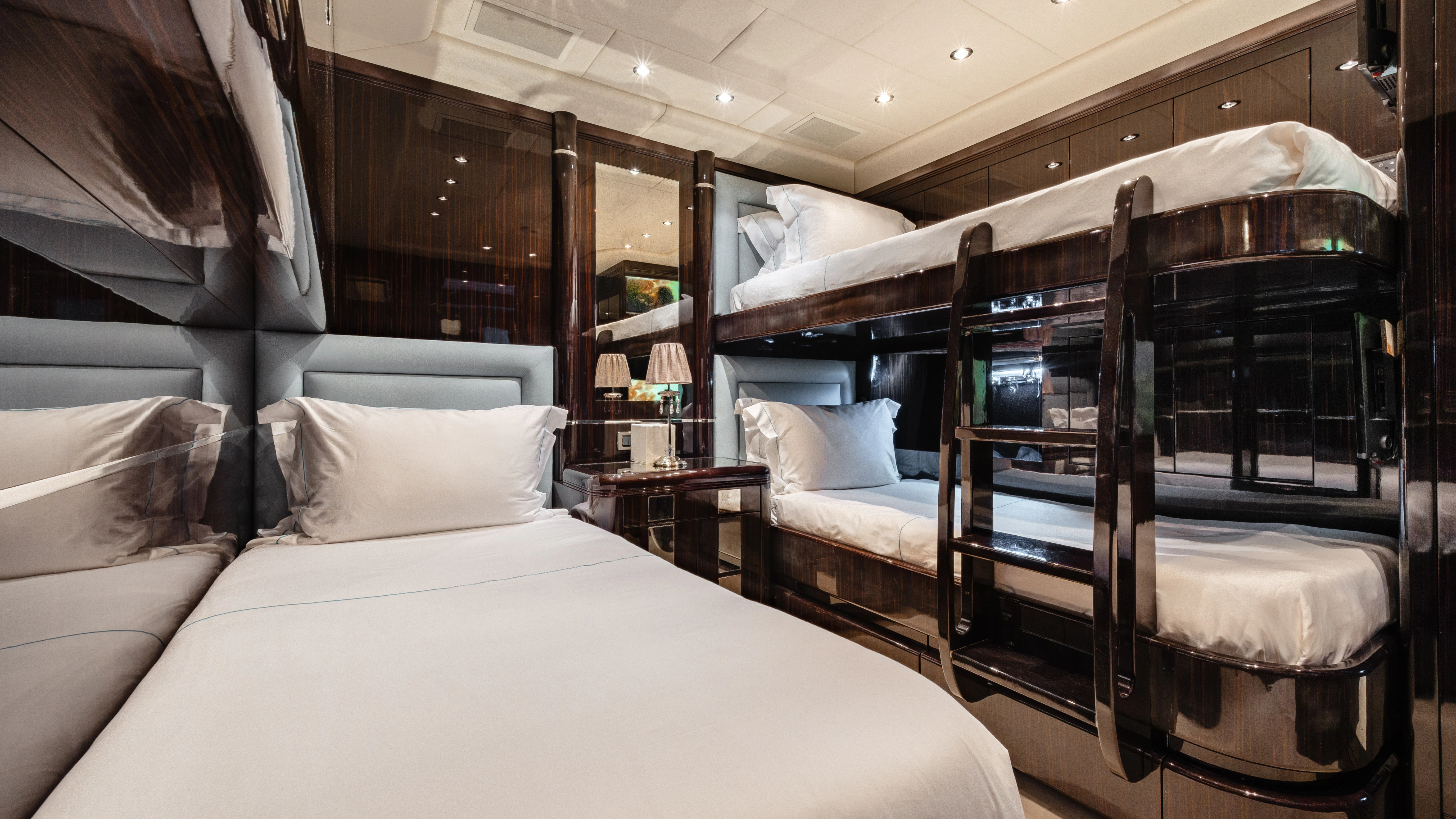 a bed in a room aboard BLUE AZUR Yacht for Charter