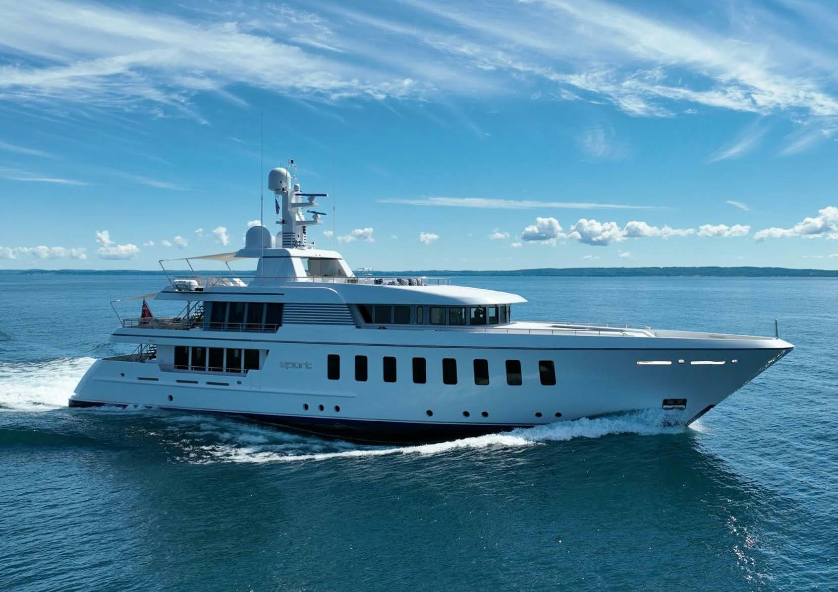 a white yacht in the water aboard SPORT Yacht for Charter