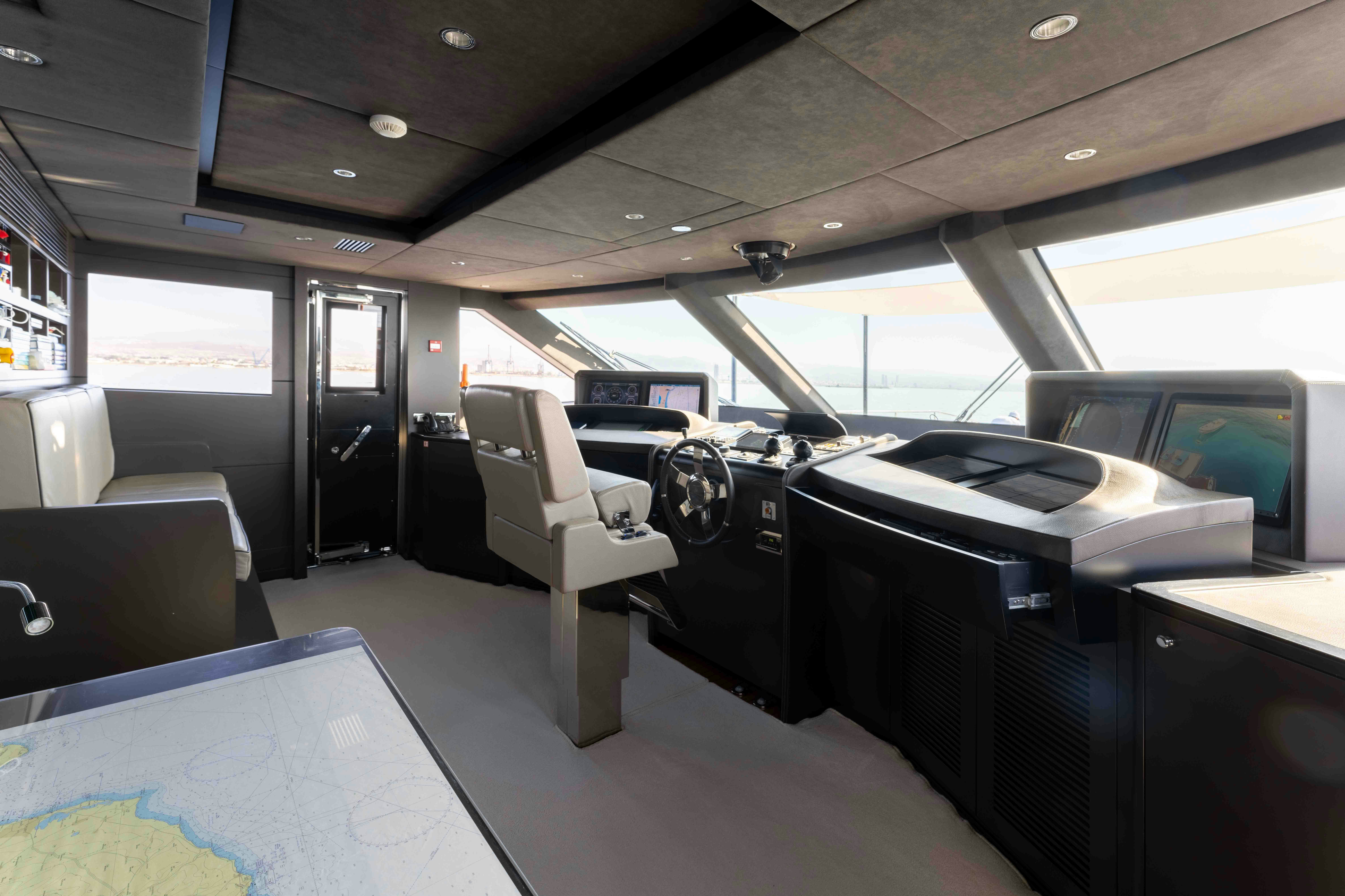inside of a car aboard EXINITY Yacht for Sale