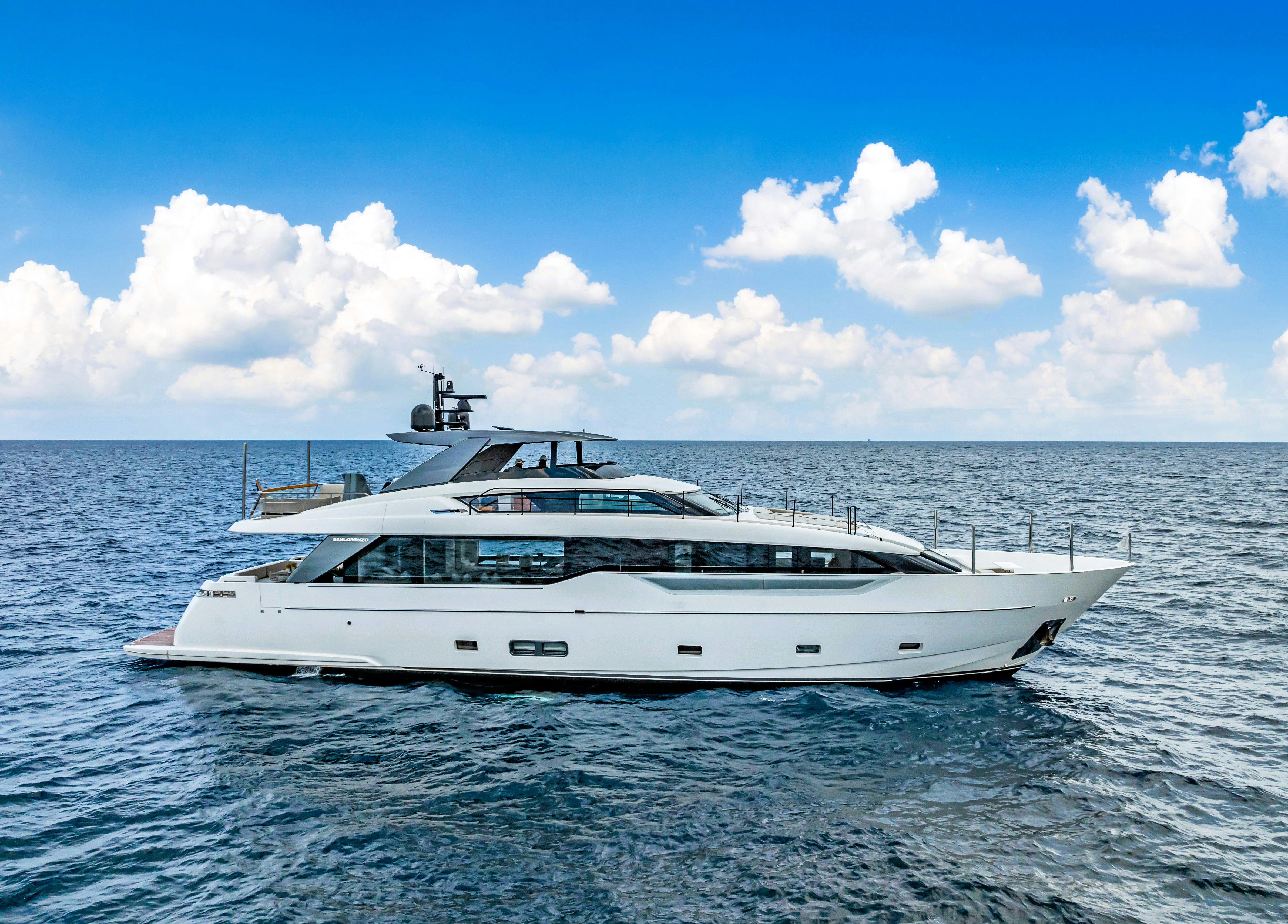 a white yacht in the water aboard NOTYNOG Yacht for Charter