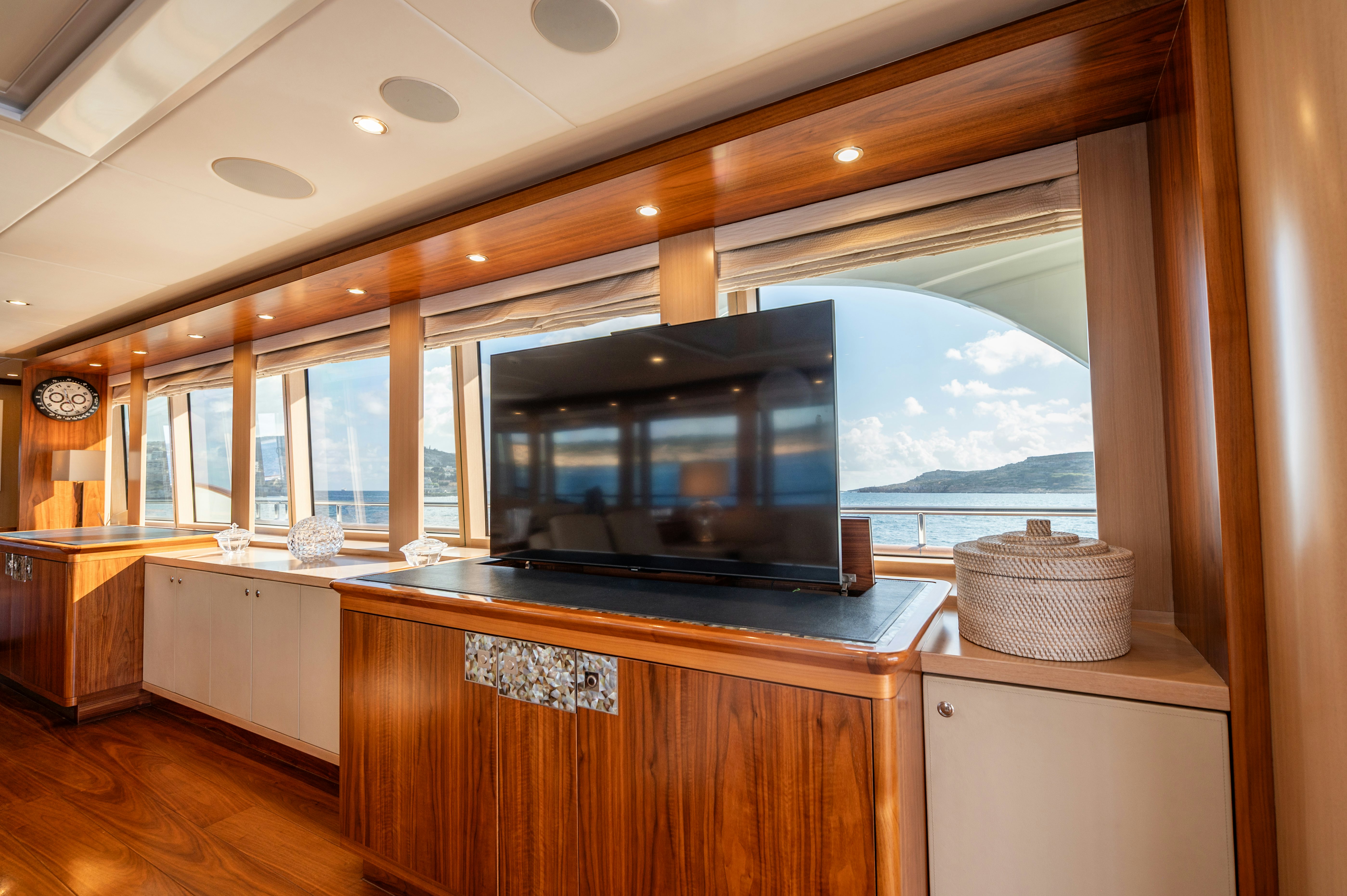 a kitchen with a large oven aboard FIREFLY Yacht for Sale