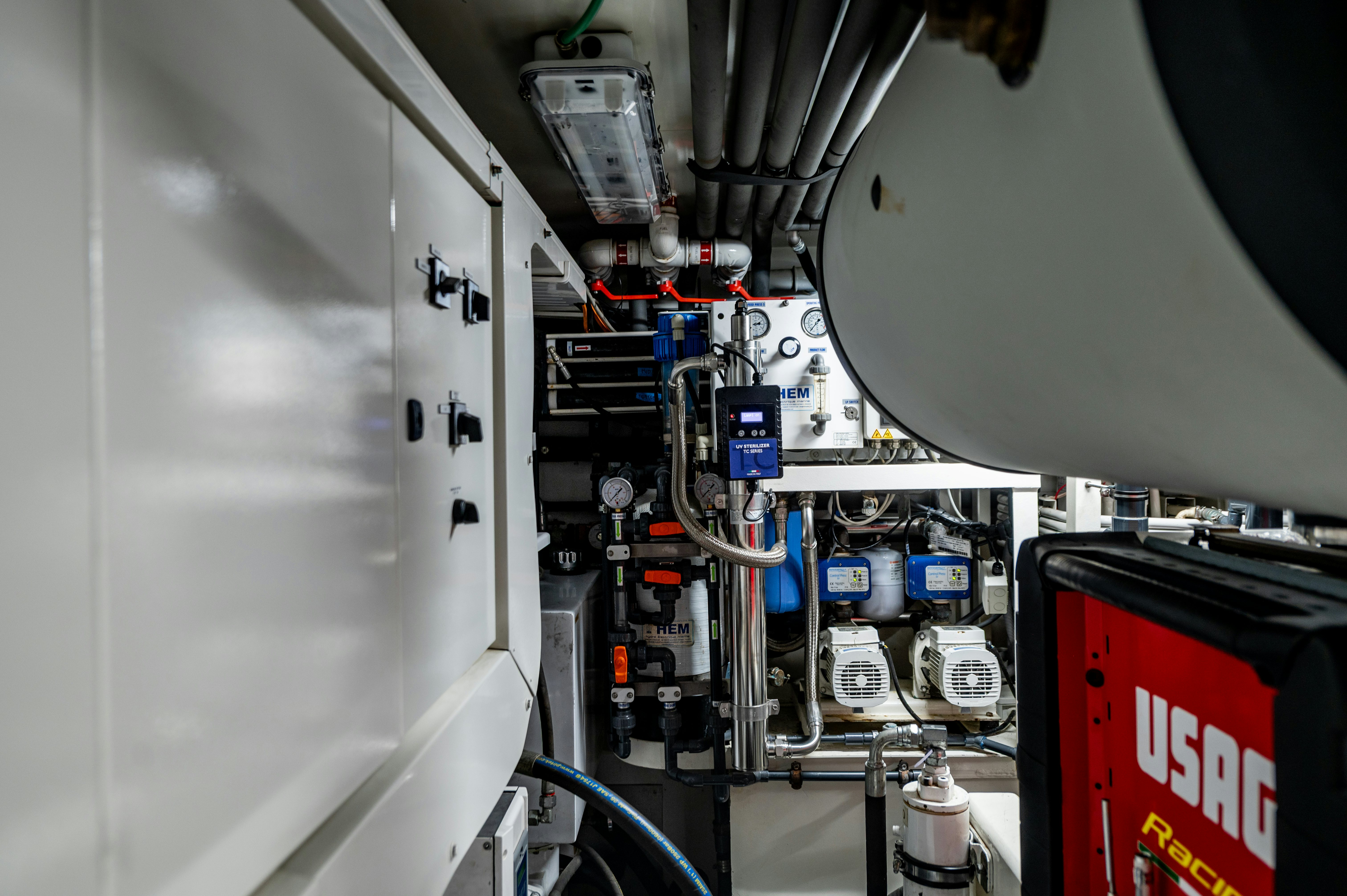 a close-up of a machine aboard FIREFLY Yacht for Sale