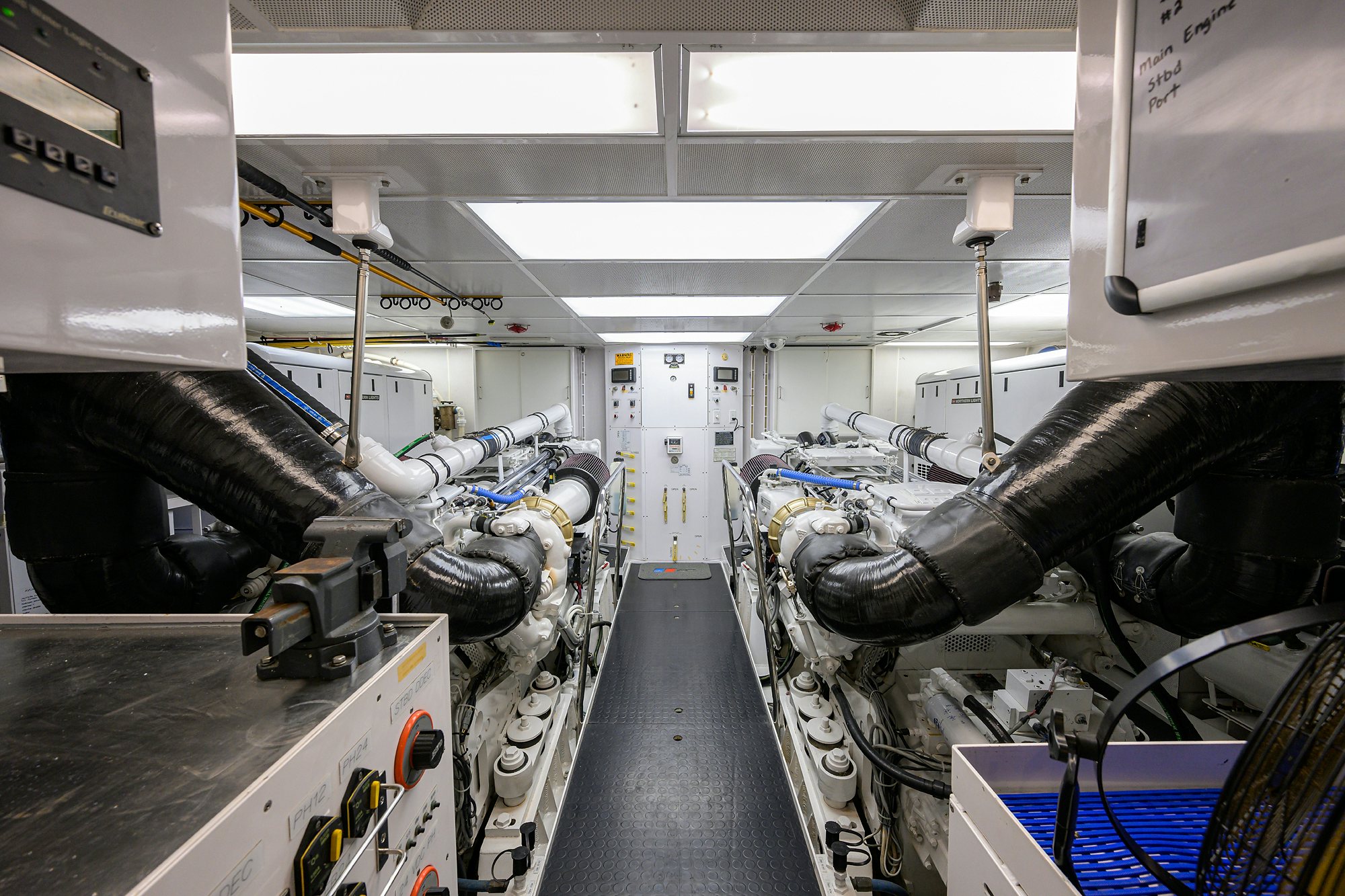 a room with machinery aboard EXODUS Yacht for Sale
