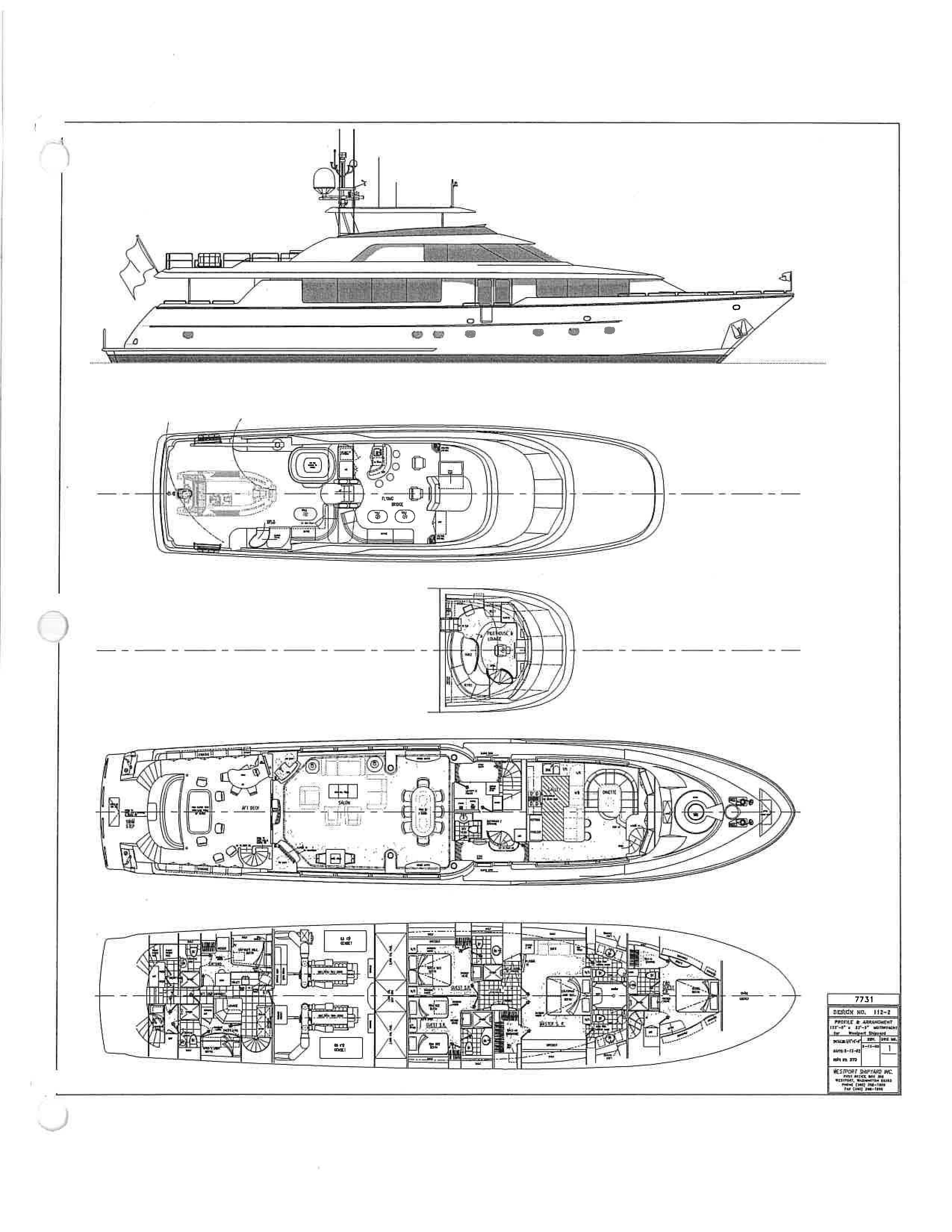 diagram, engineering drawing aboard EXODUS Yacht for Sale
