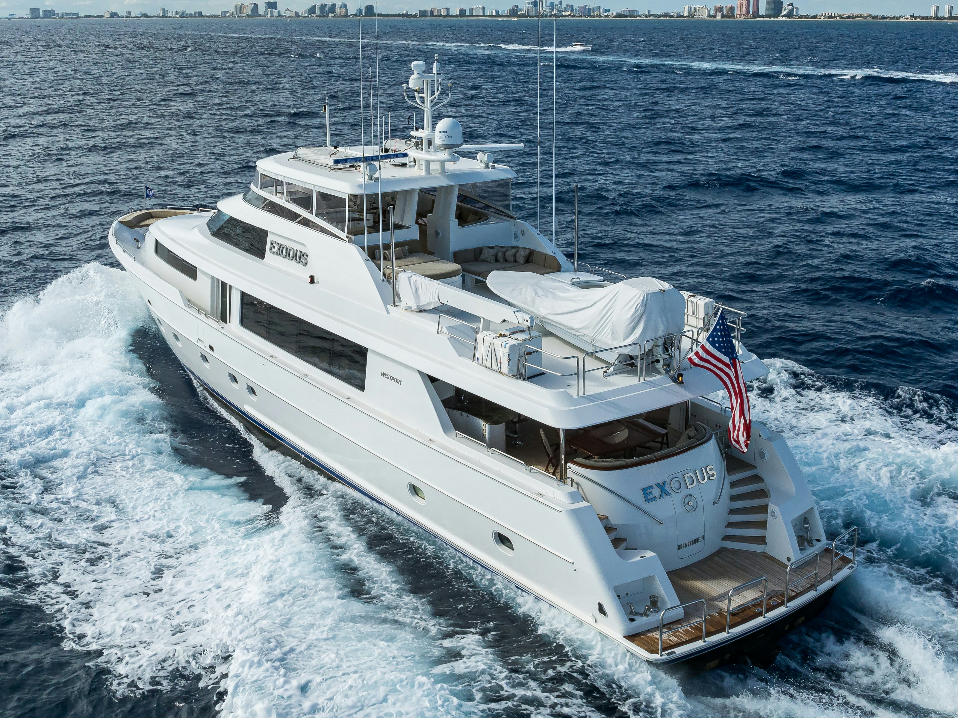 a boat on the water aboard EXODUS Yacht for Sale
