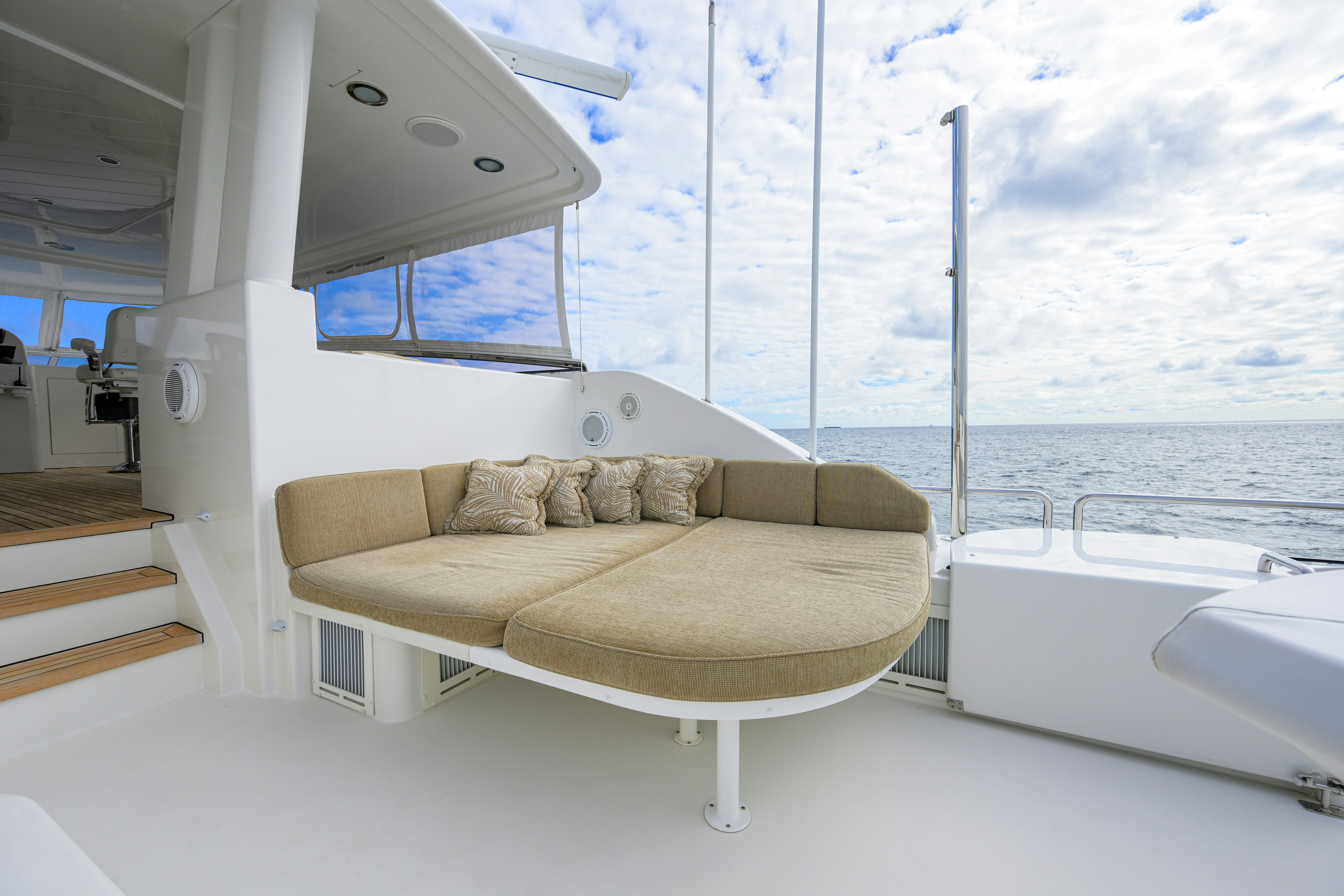 a couch on a boat aboard EXODUS Yacht for Sale