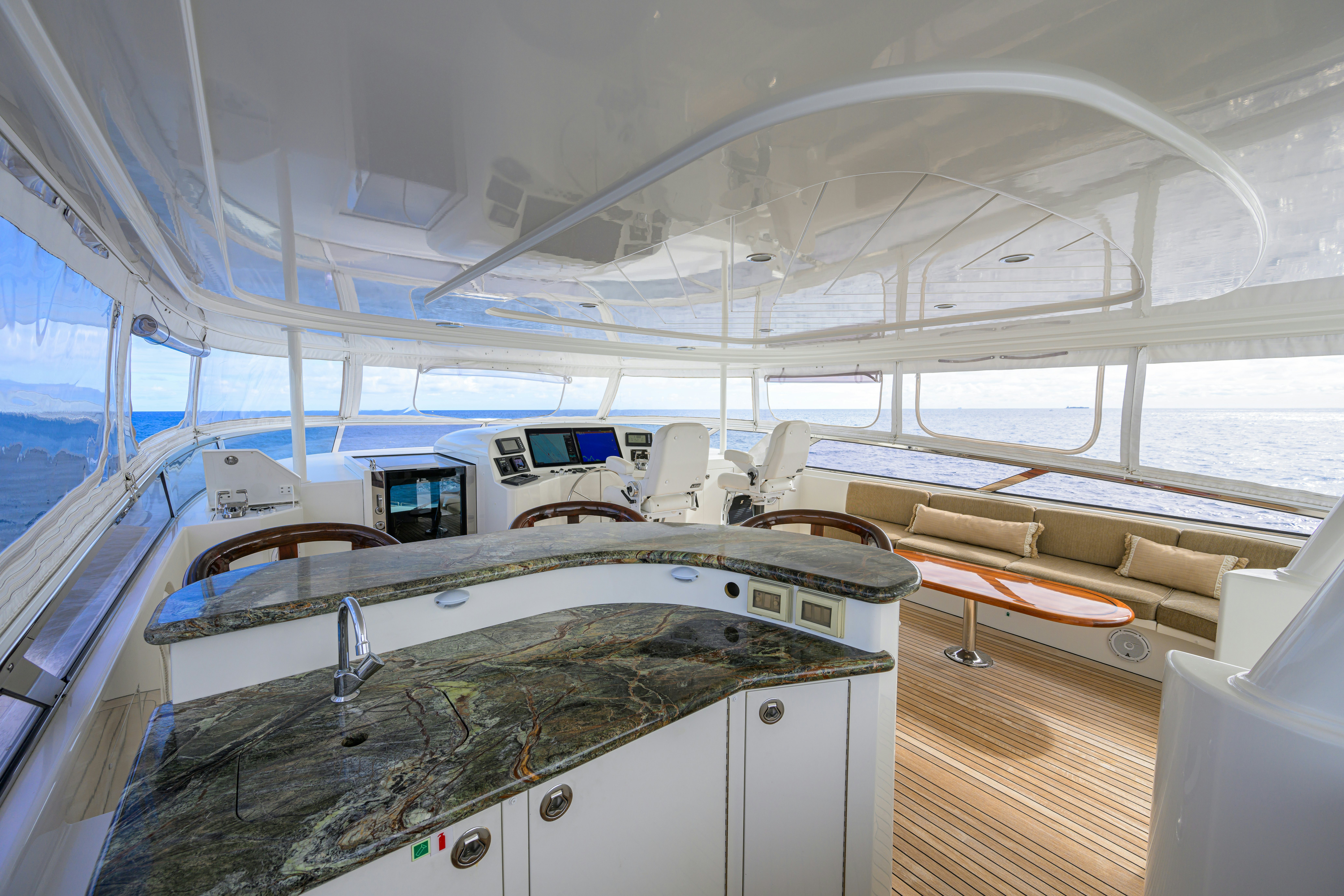 inside of a large white boat aboard EXODUS Yacht for Sale