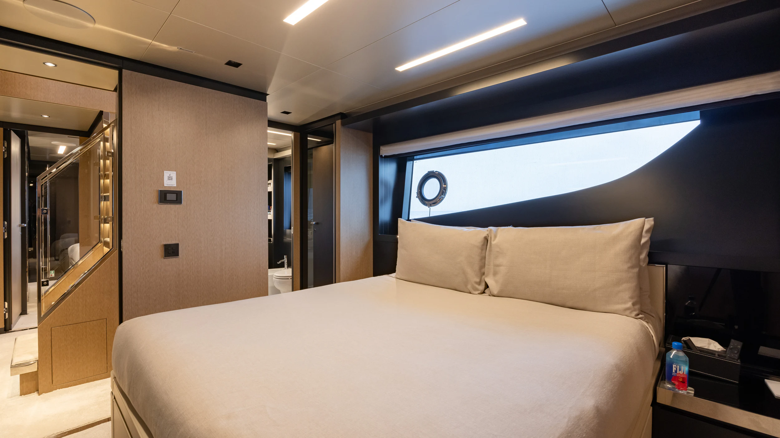 a bed in a room aboard STILE DI VITA Yacht for Charter