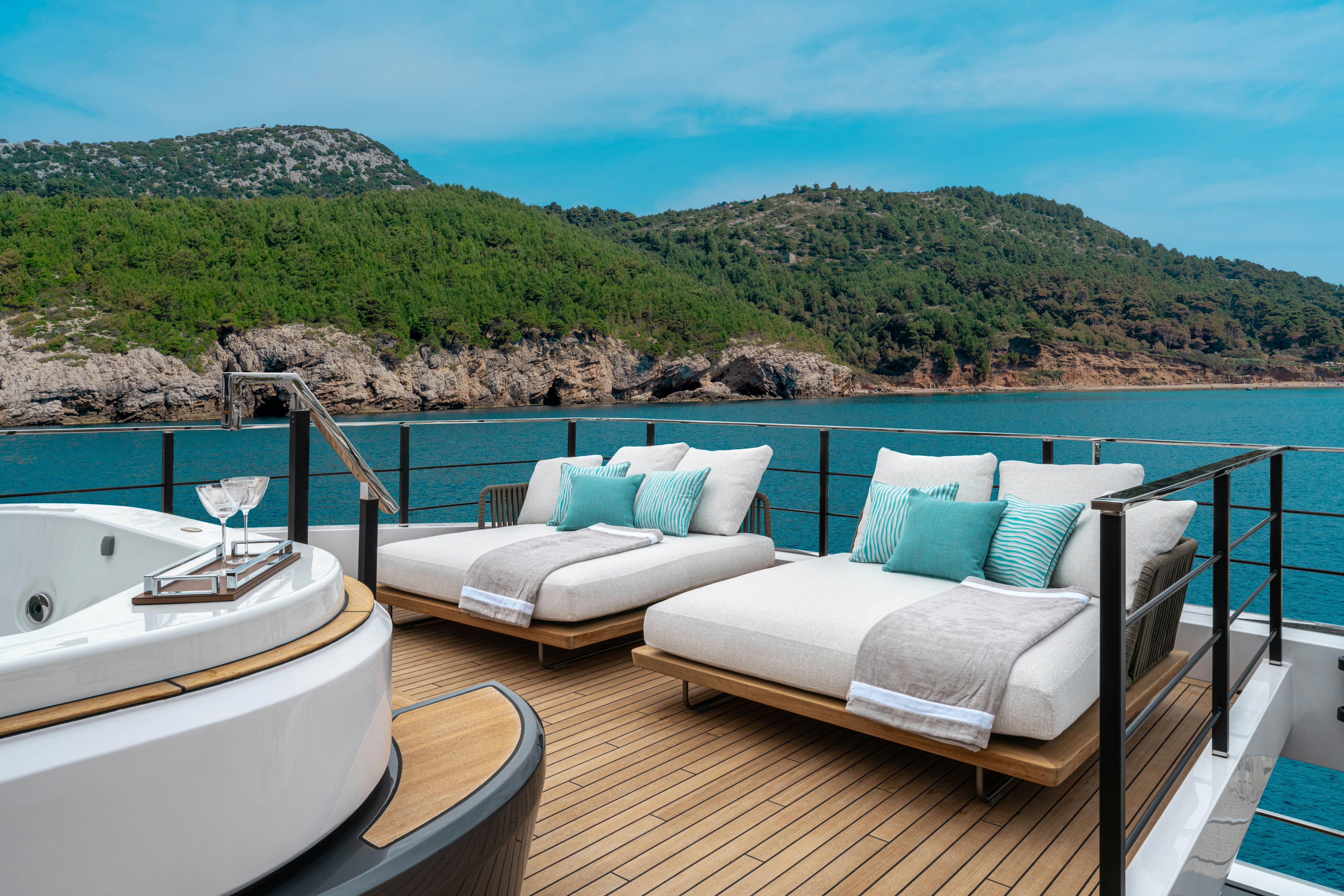 a boat on a deck aboard CANOE CANOE Yacht for Charter