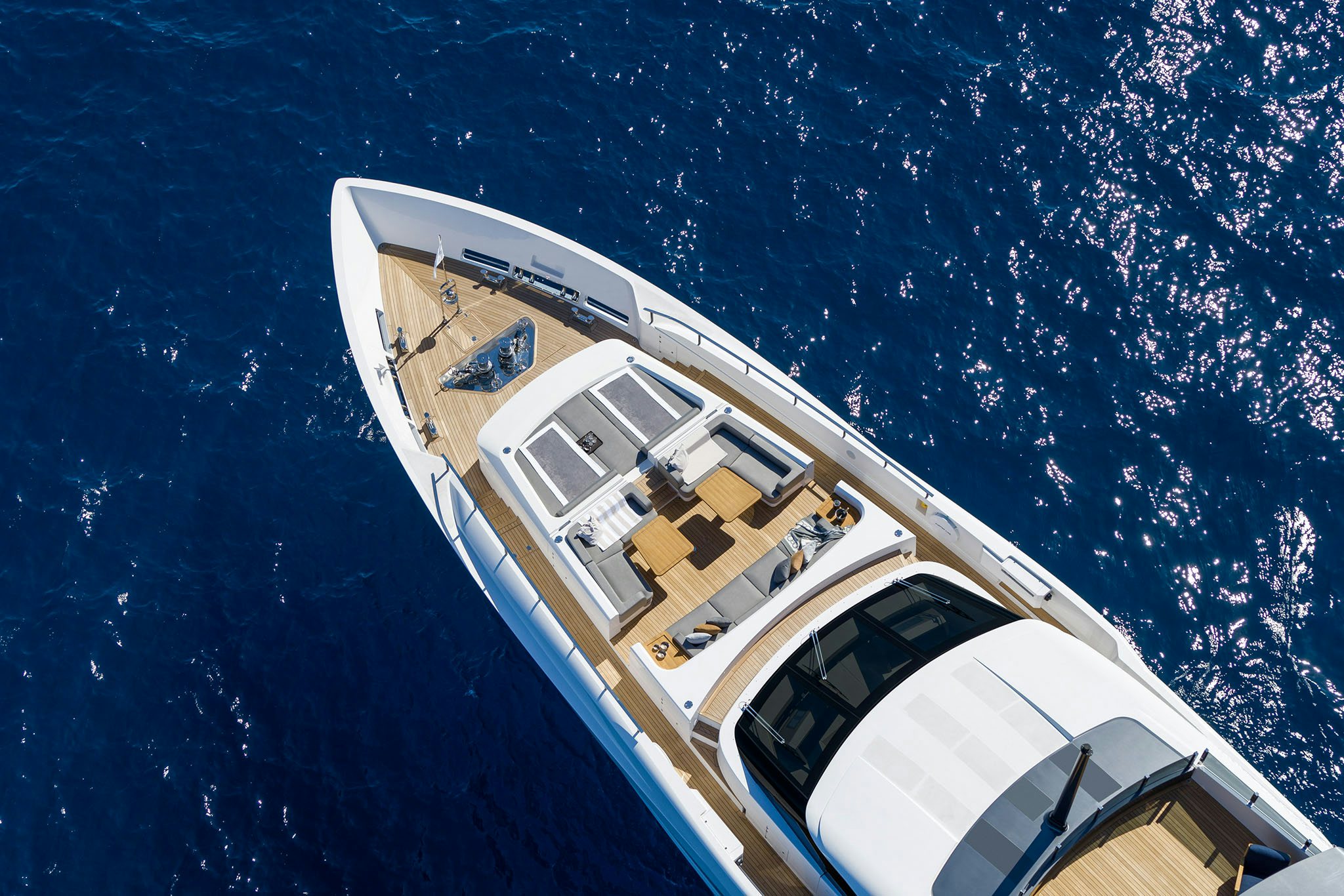 a high angle view of a boat aboard CANOE CANOE Yacht for Charter