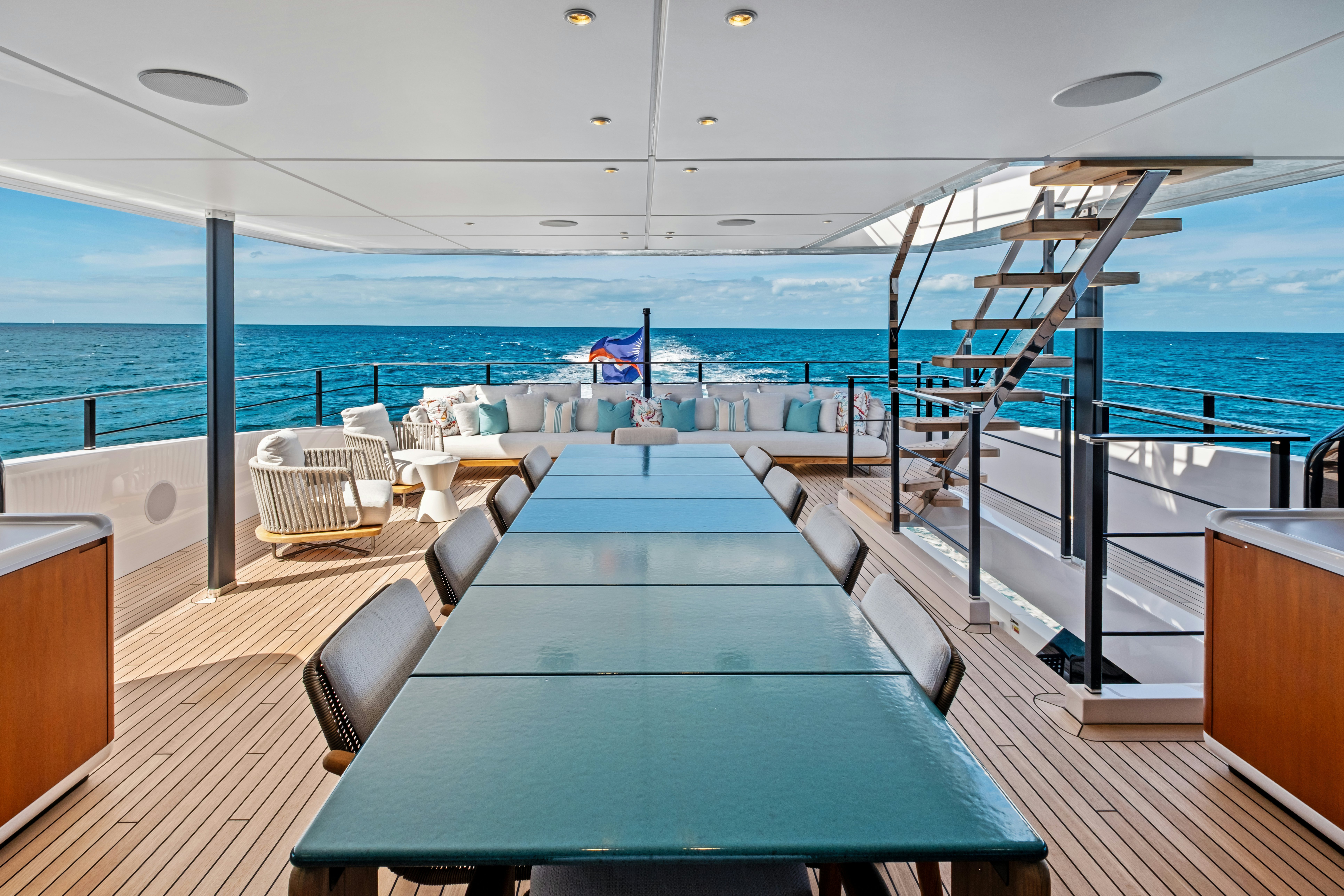 a large pool with a deck aboard CANOE CANOE Yacht for Charter