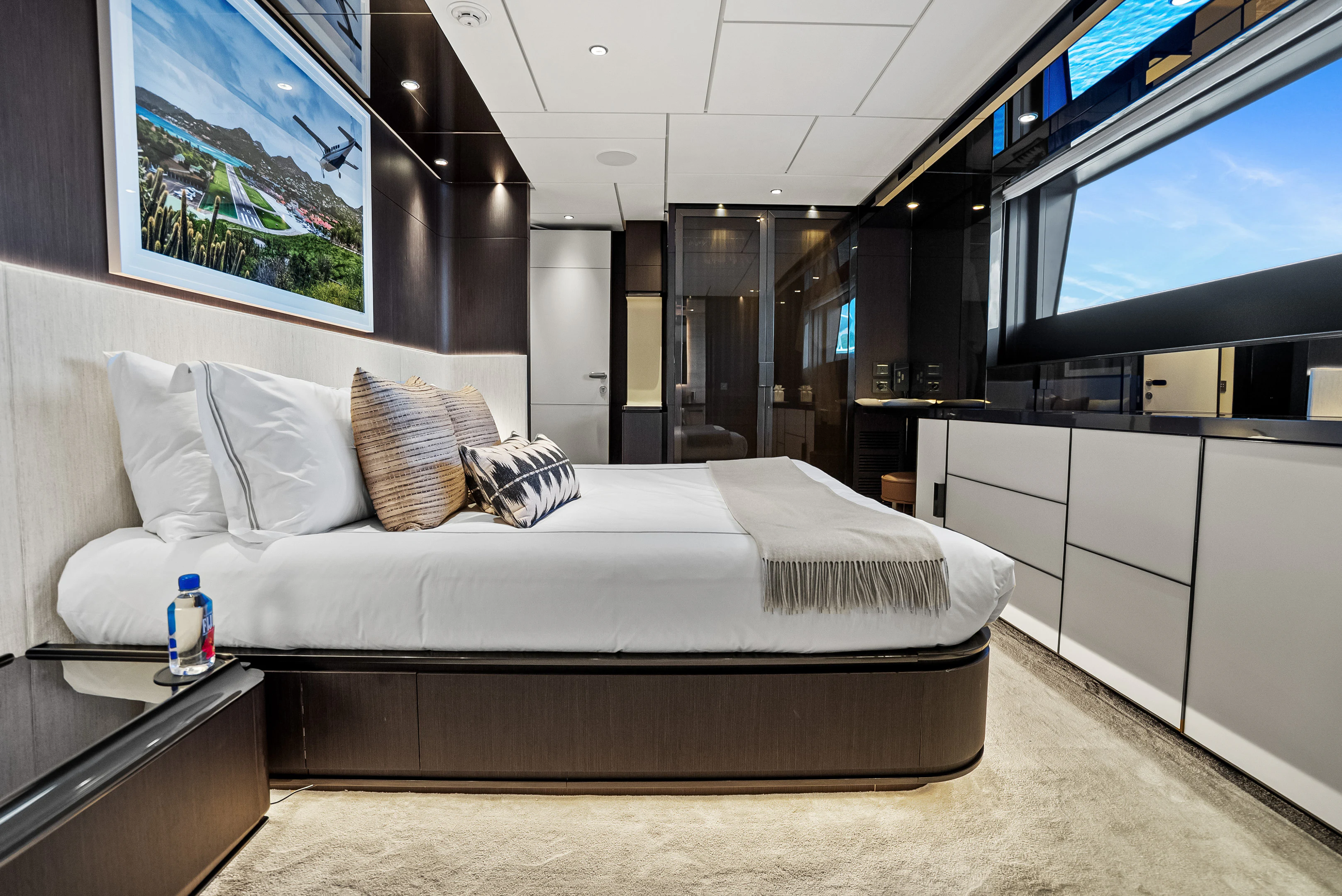 a bed in a room aboard CANOE CANOE Yacht for Charter
