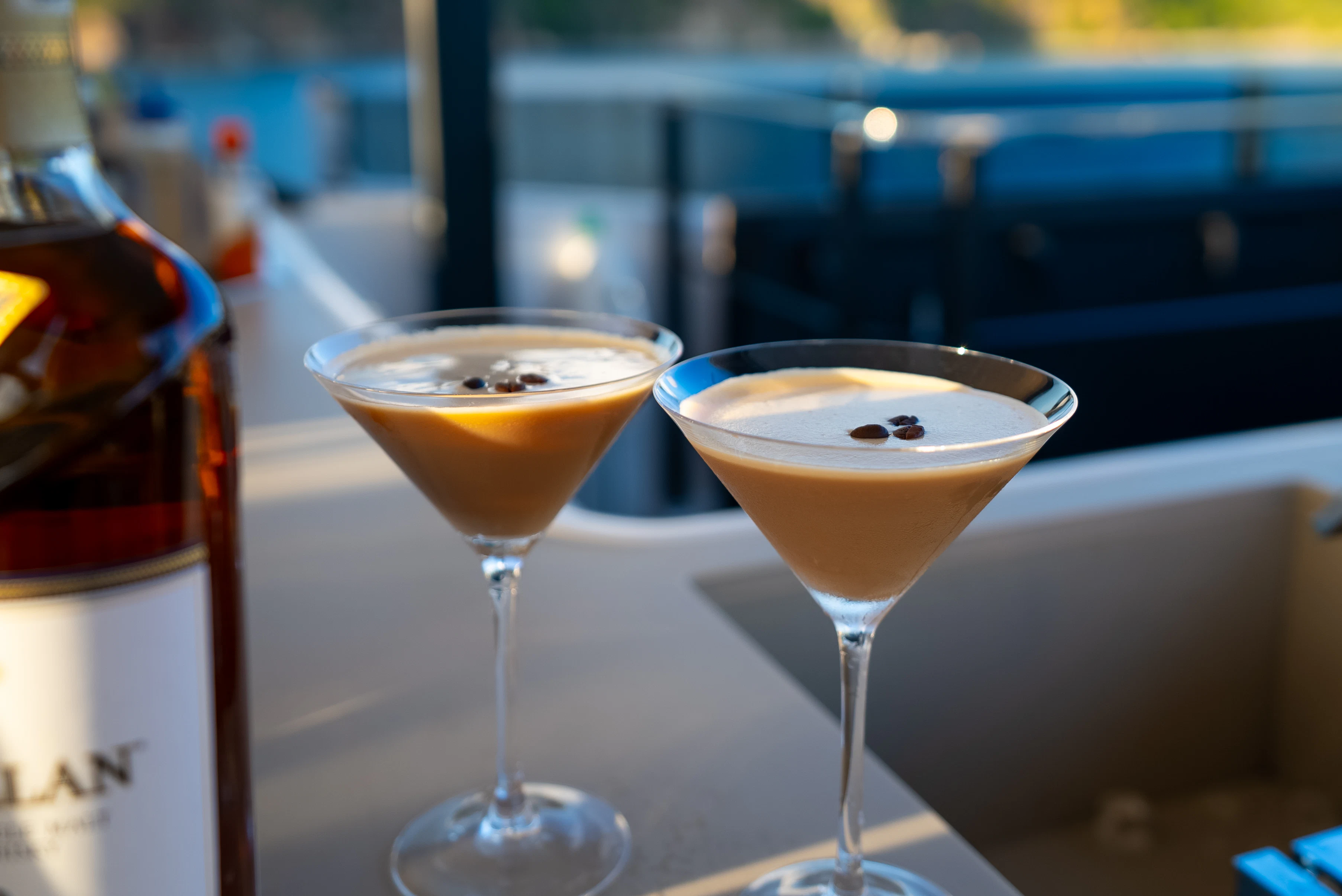 two glasses of wine on a table aboard CANOE CANOE Yacht for Charter