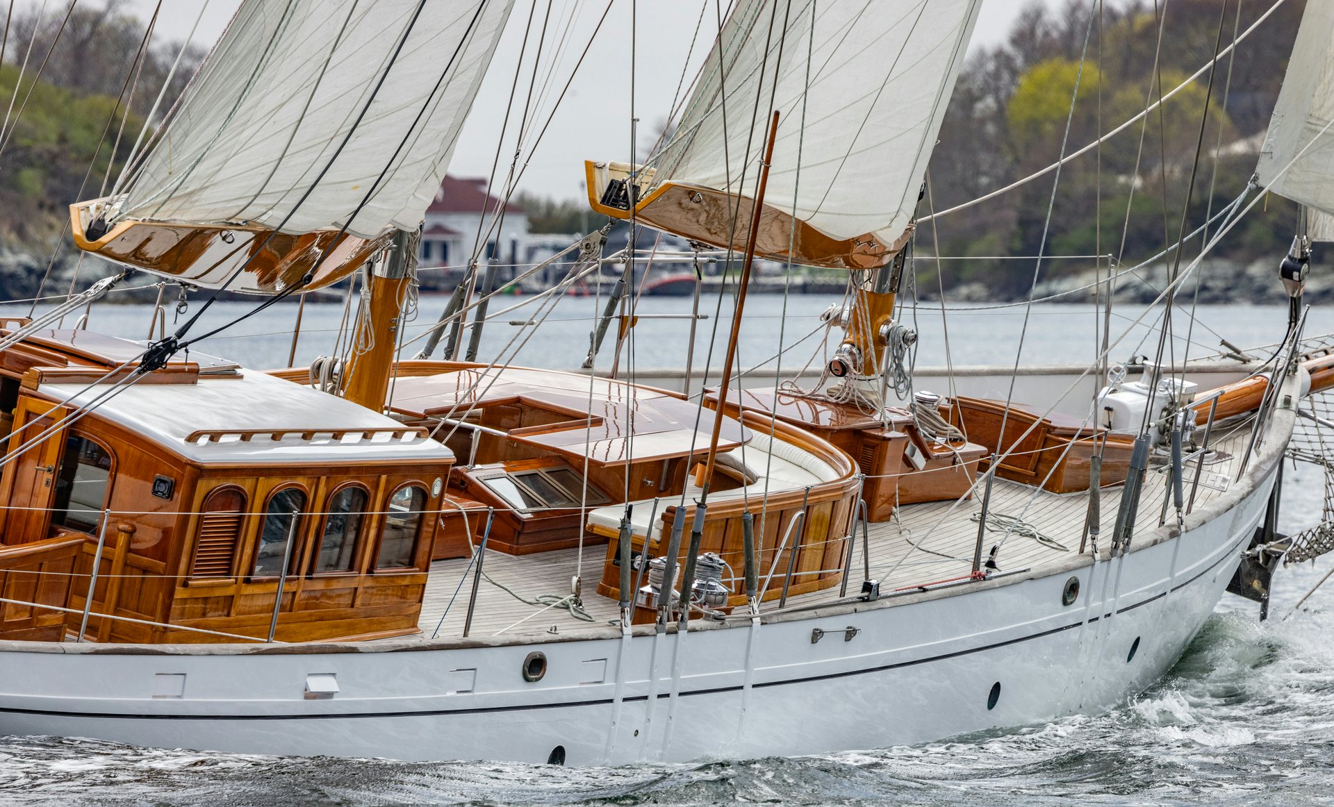 a boat with sails on the water aboard HERMITAGE Yacht for Sale