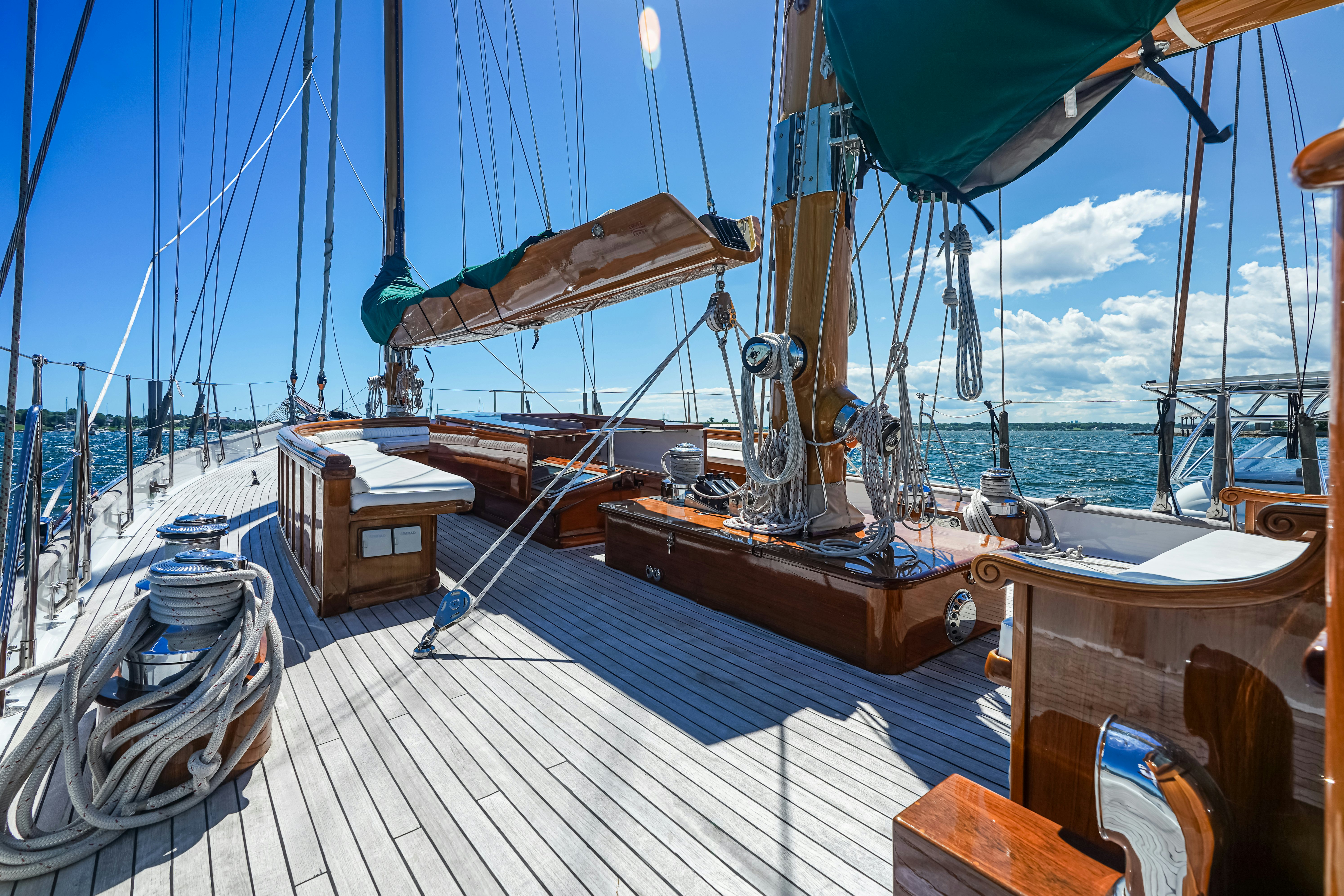 a deck with a boat on it aboard HERMITAGE Yacht for Sale
