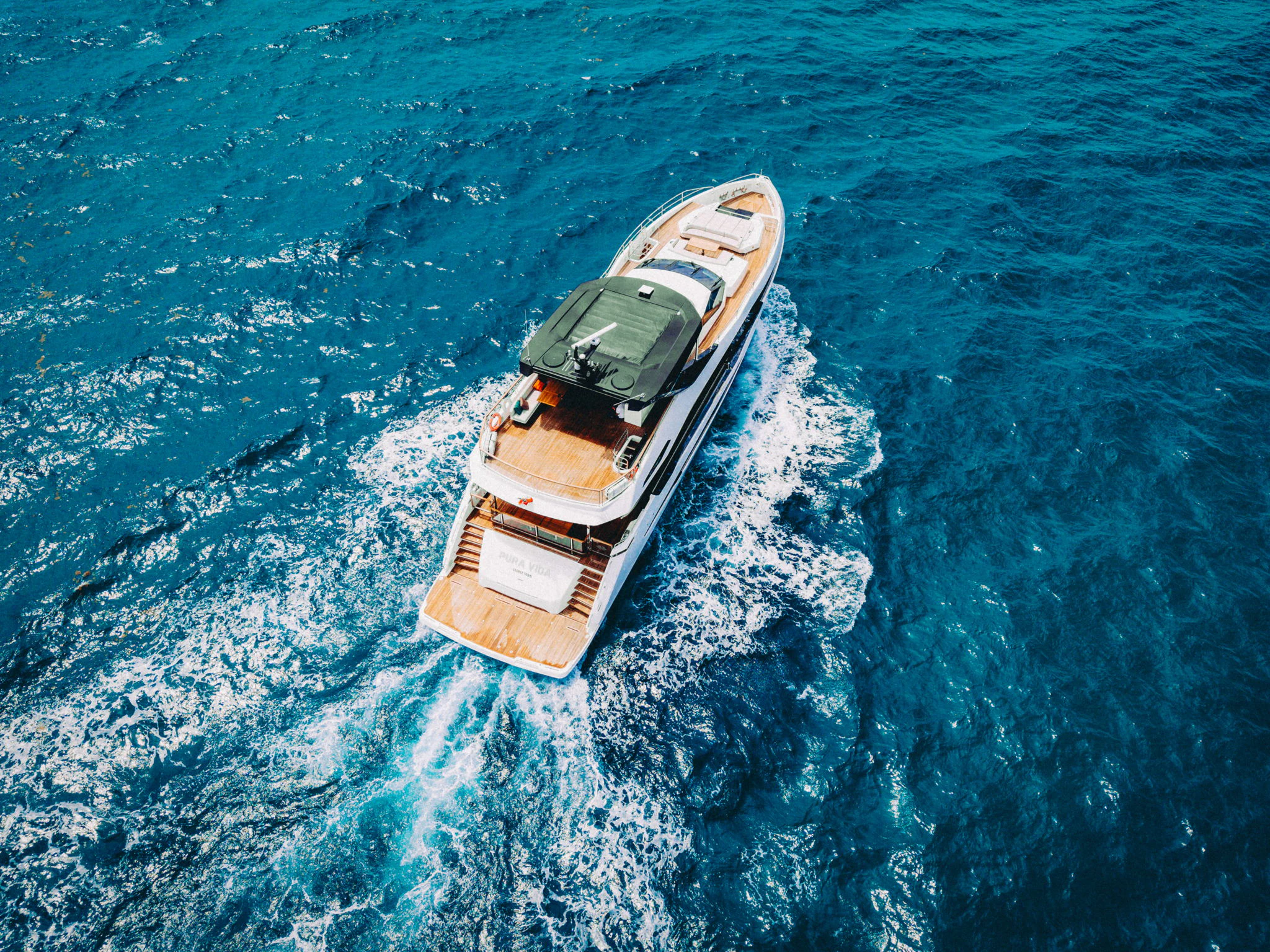 a boat in the water aboard PURA VIDA Yacht for Sale