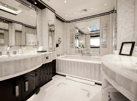 a bathroom with a large tub aboard SILVER ANGEL Yacht for Charter
