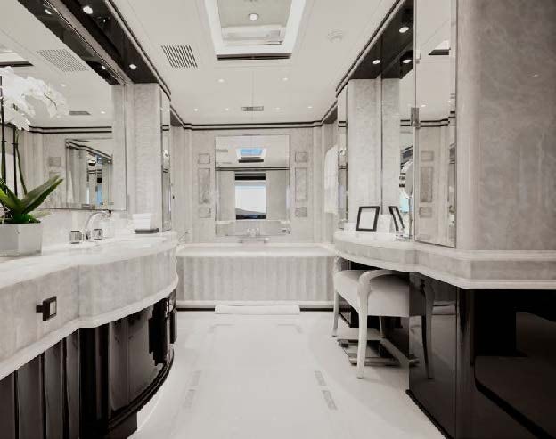 a room with white cabinets and white walls aboard SILVER ANGEL Yacht for Charter