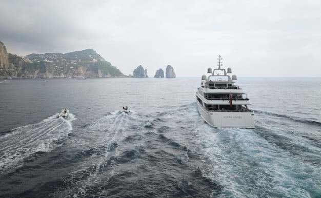 a boat on the water aboard SILVER ANGEL Yacht for Charter