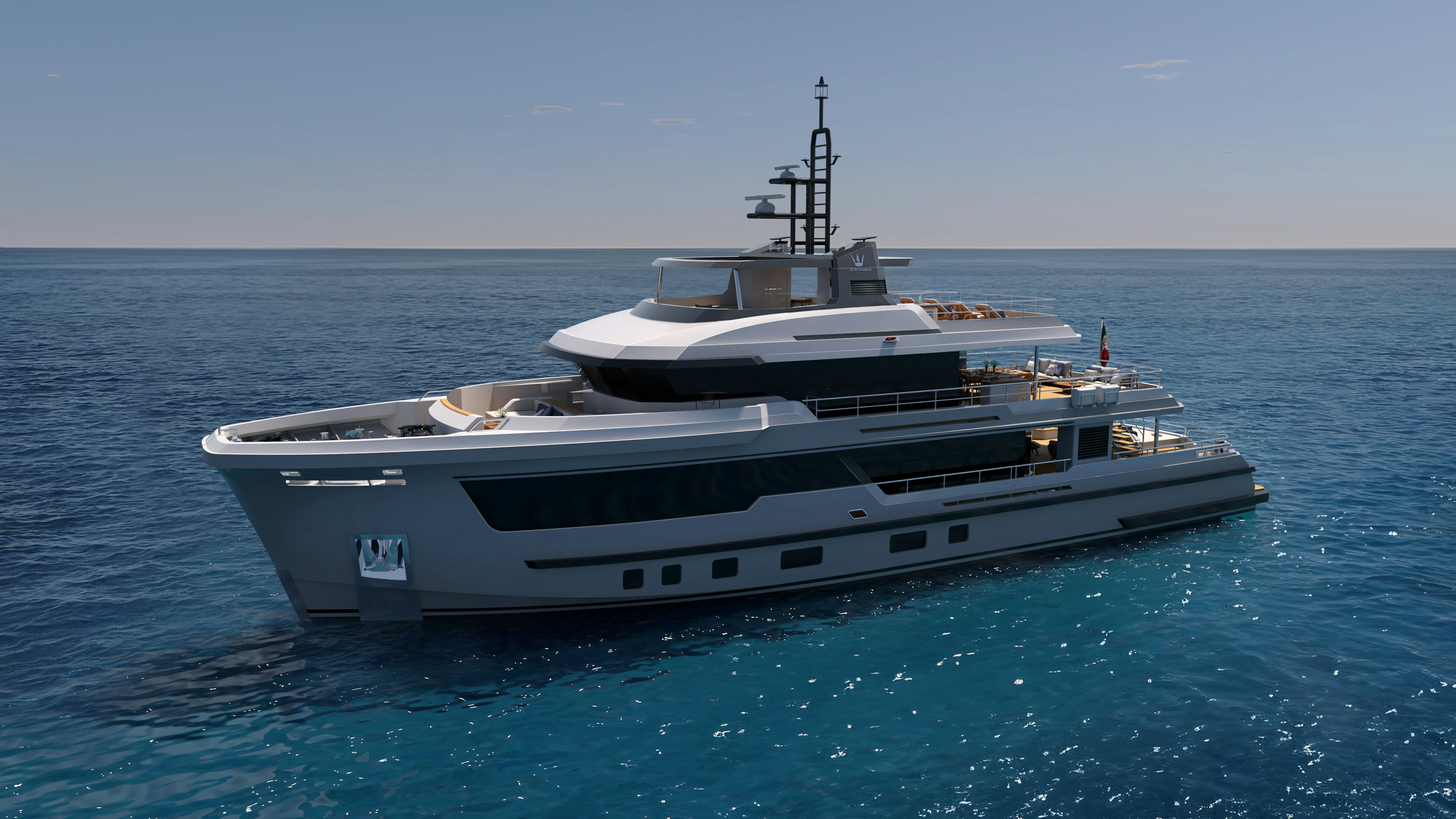 a boat in the water aboard OCEAN KING EXPLORER 34M Yacht for Sale