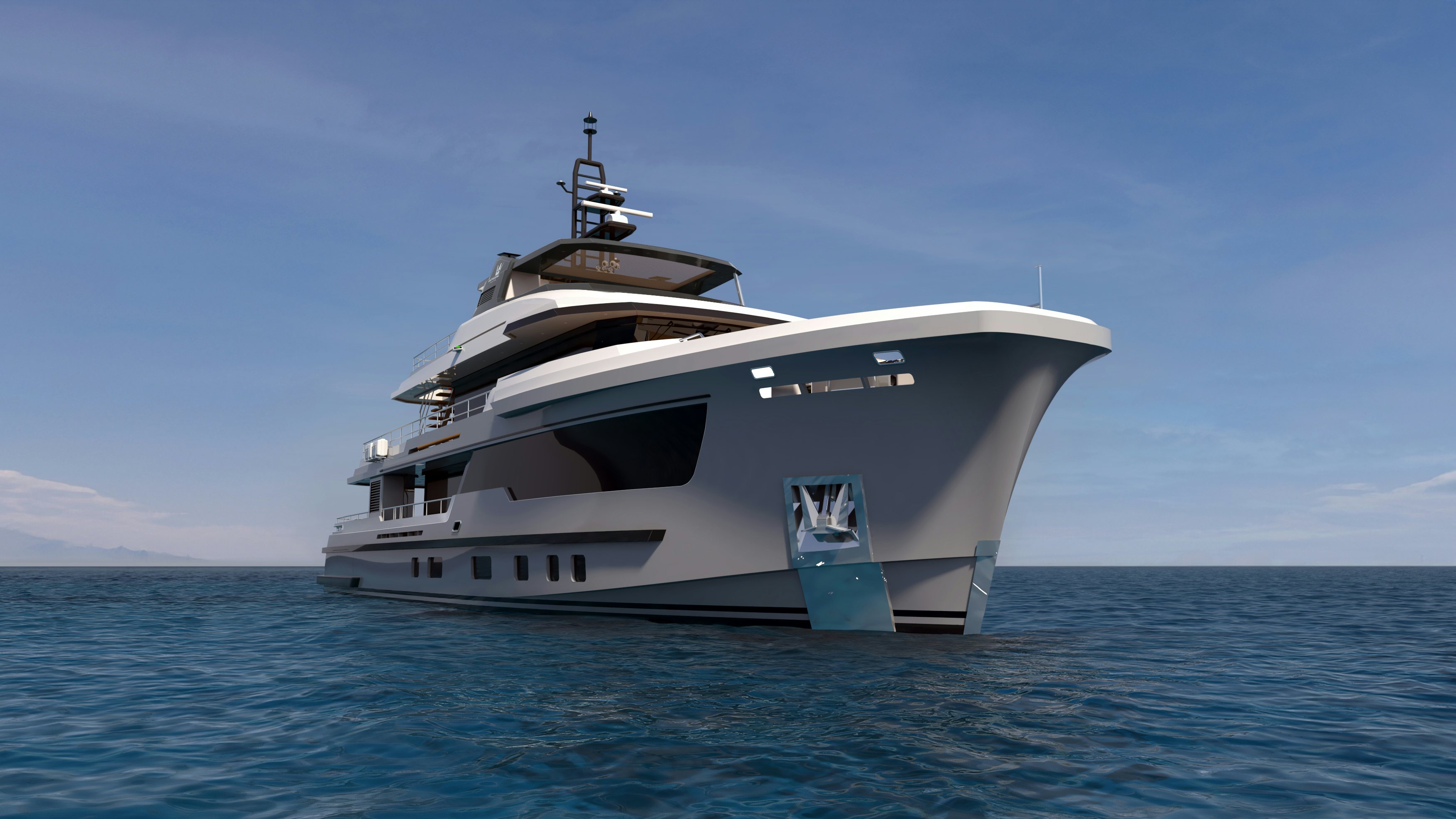 a white boat in the water aboard OCEAN KING EXPLORER 34M Yacht for Sale