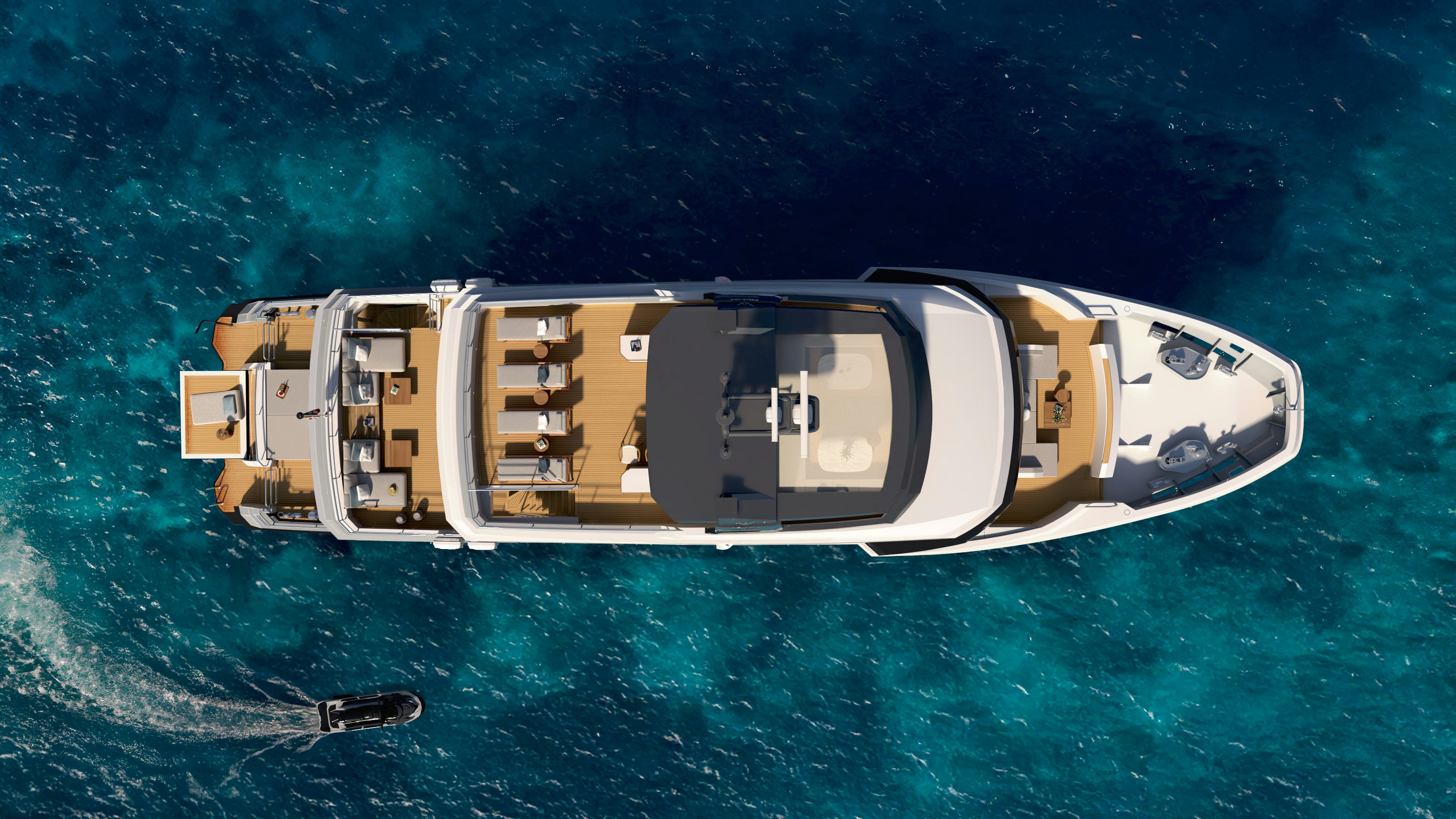 a space ship in outer space aboard OCEAN KING EXPLORER 34M Yacht for Sale