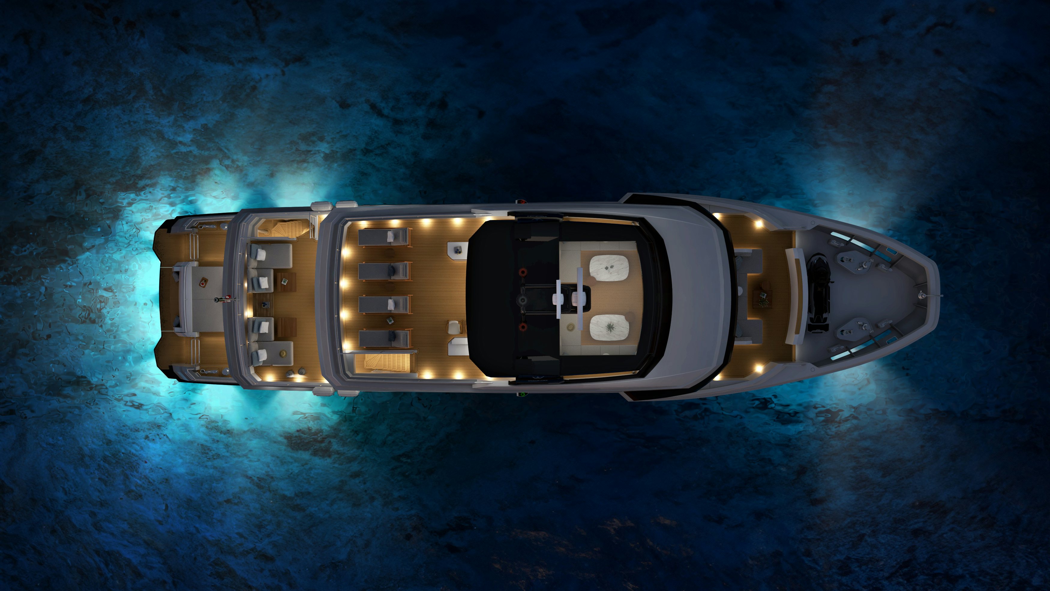 a space ship in outer space aboard OCEAN KING EXPLORER 34M Yacht for Sale