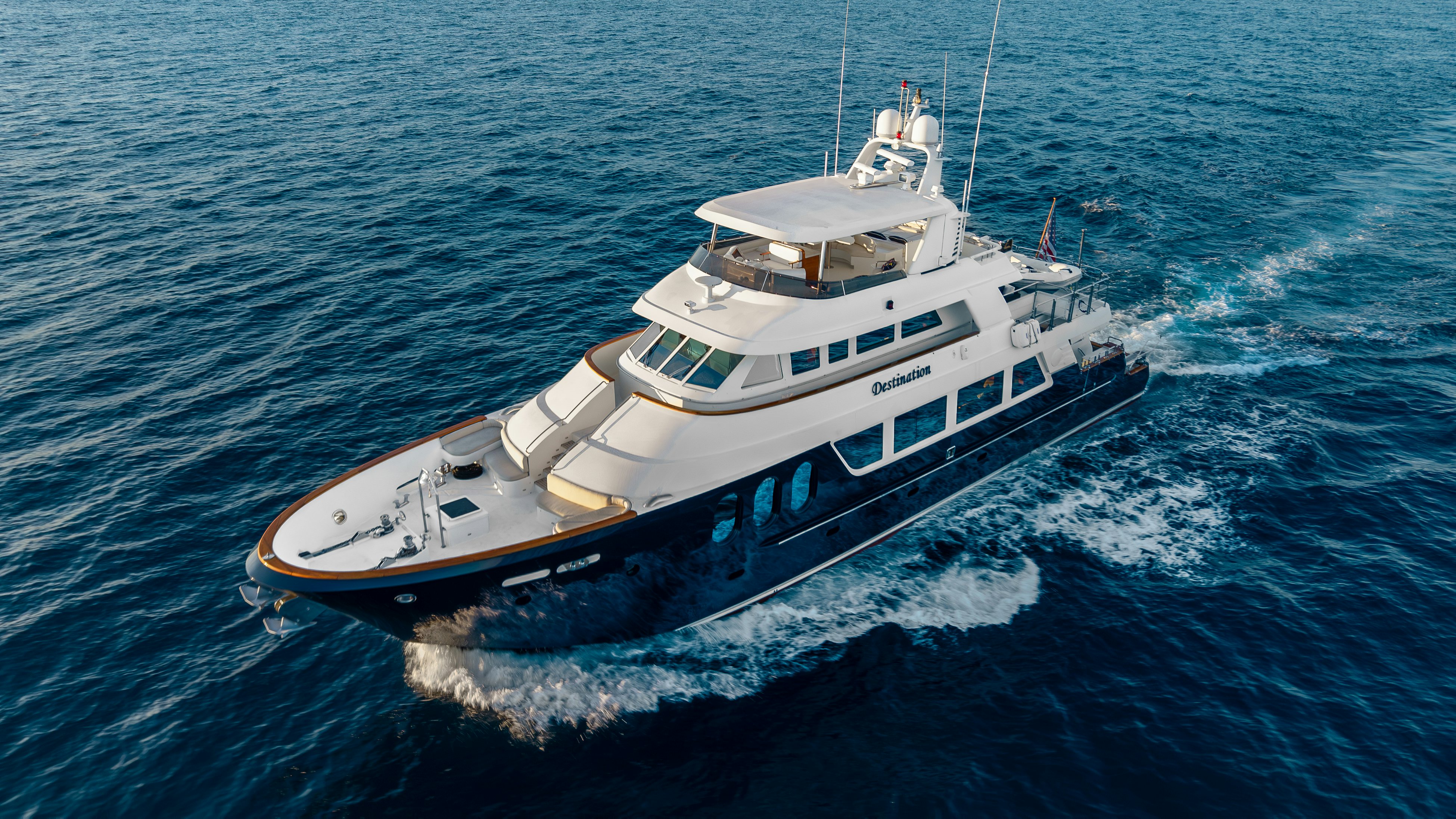 a boat on the water aboard DESTINATION Yacht for Sale