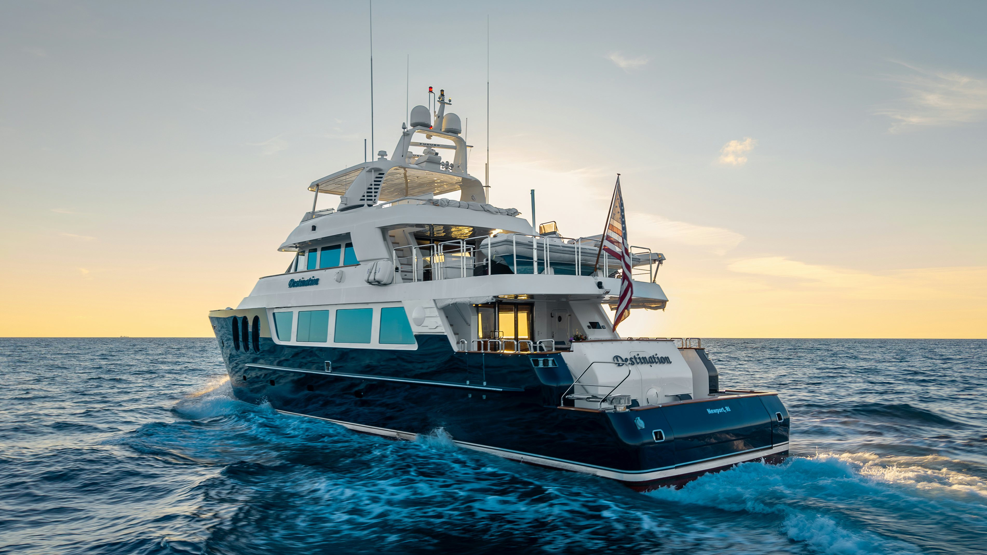 a boat in the water aboard DESTINATION Yacht for Sale