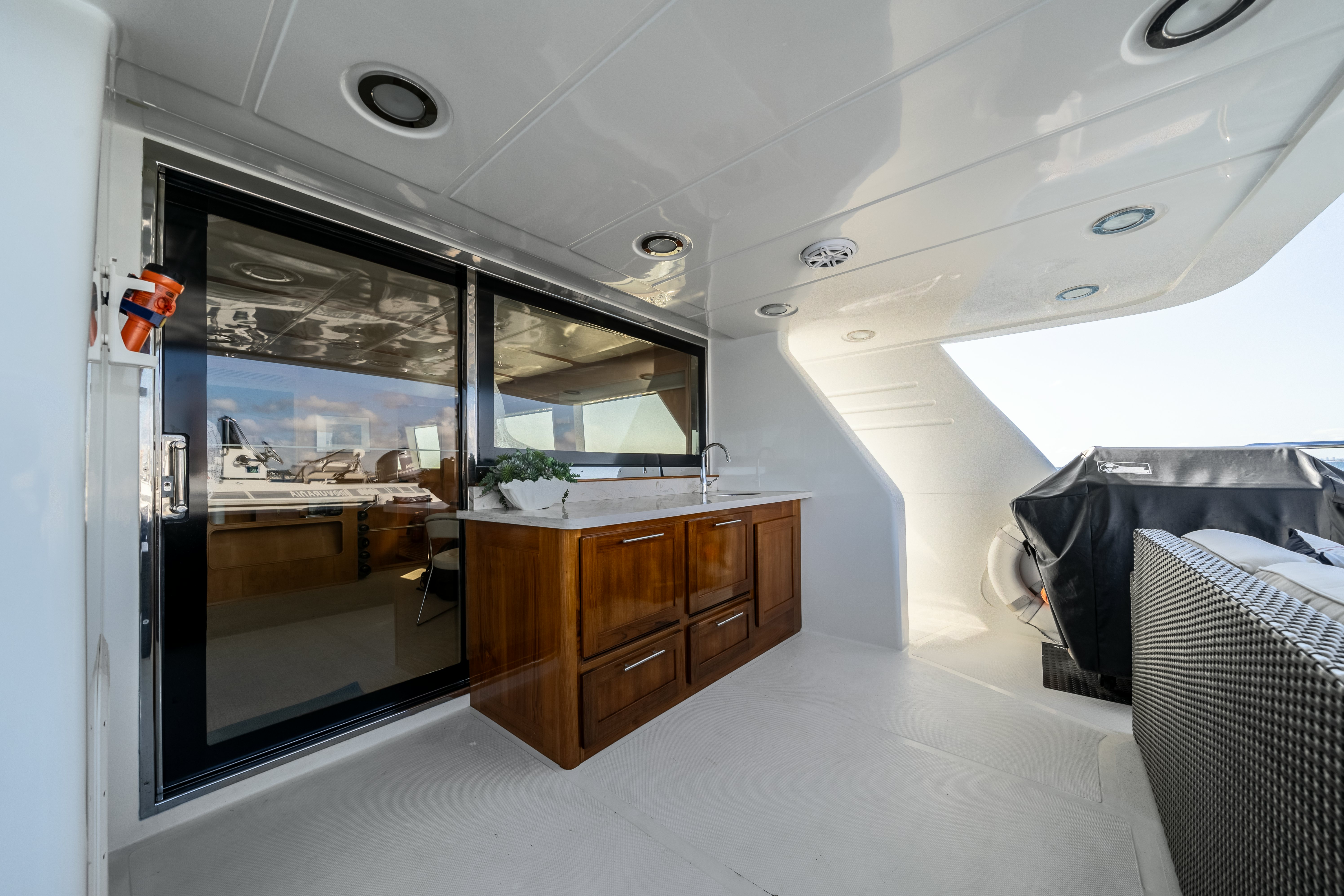 a room with a sink and a mirror aboard DESTINATION Yacht for Sale