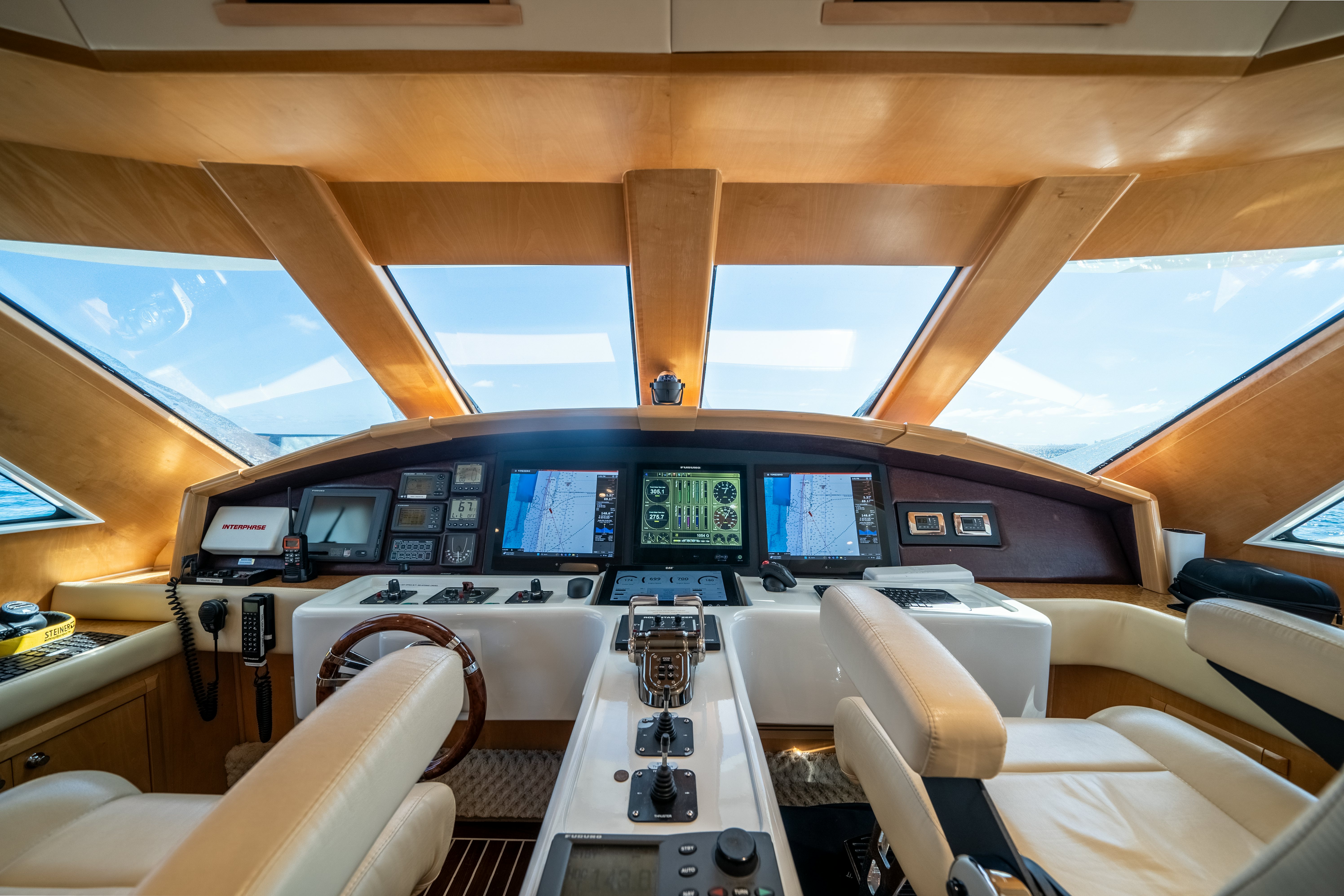 inside of a plane aboard DESTINATION Yacht for Sale