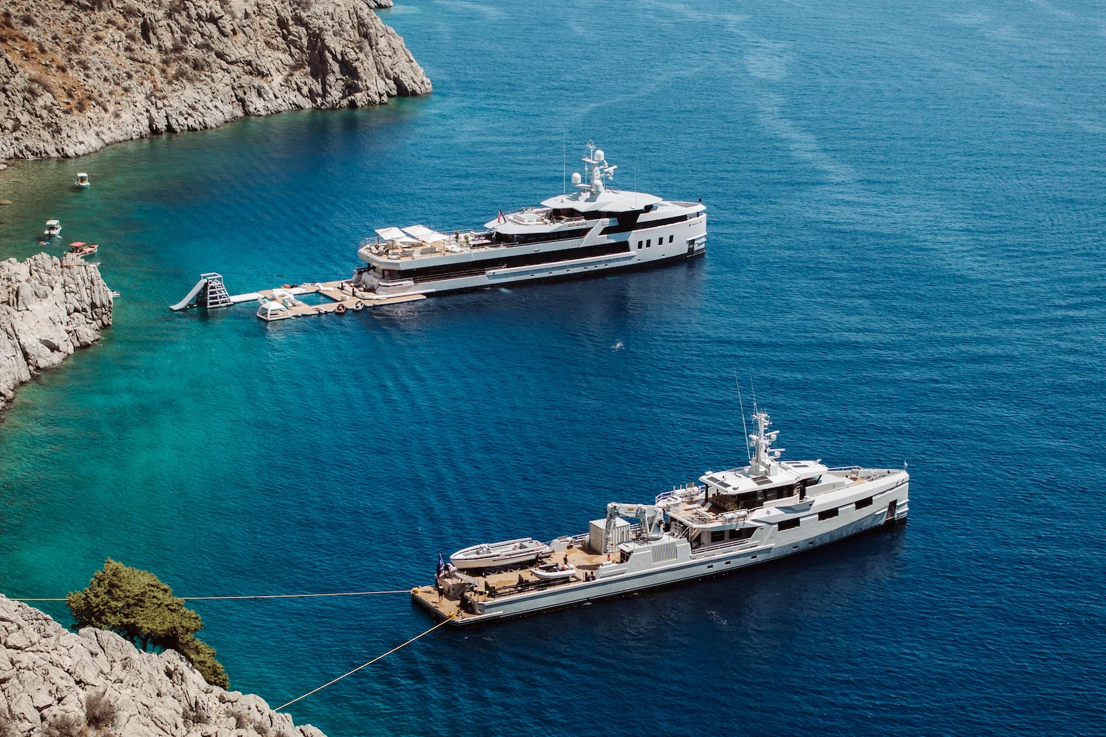 a couple of ships in the water aboard AFTER YOU Yacht for Charter