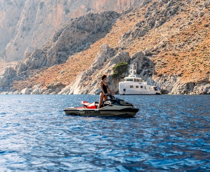 a person on a boat aboard AFTER YOU Yacht for Charter