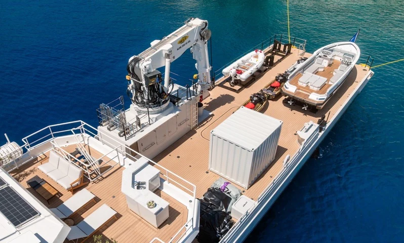 a large ship docked aboard AFTER YOU Yacht for Charter