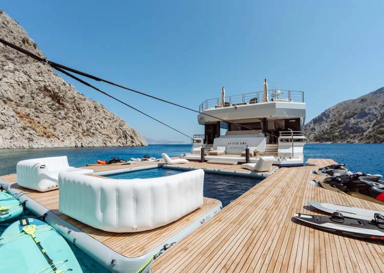 a boat on a dock aboard AFTER YOU Yacht for Charter