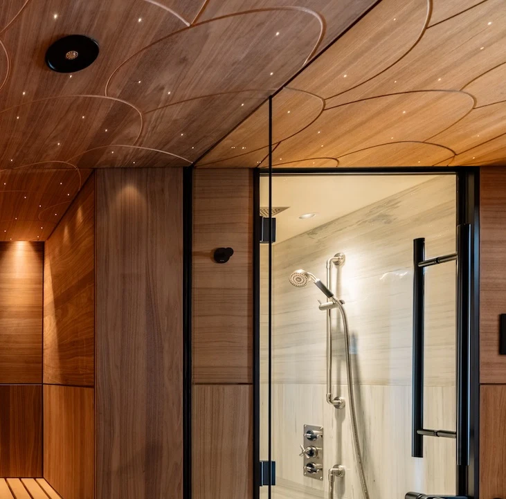 a shower with a glass door aboard AFTER YOU Yacht for Charter