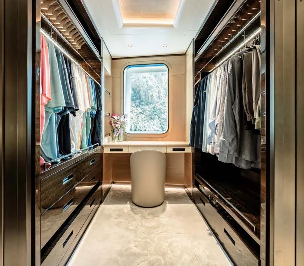 a bathroom with a large mirror aboard AFTER YOU Yacht for Charter