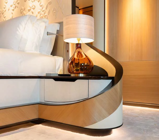 a lamp on a table aboard AFTER YOU Yacht for Charter