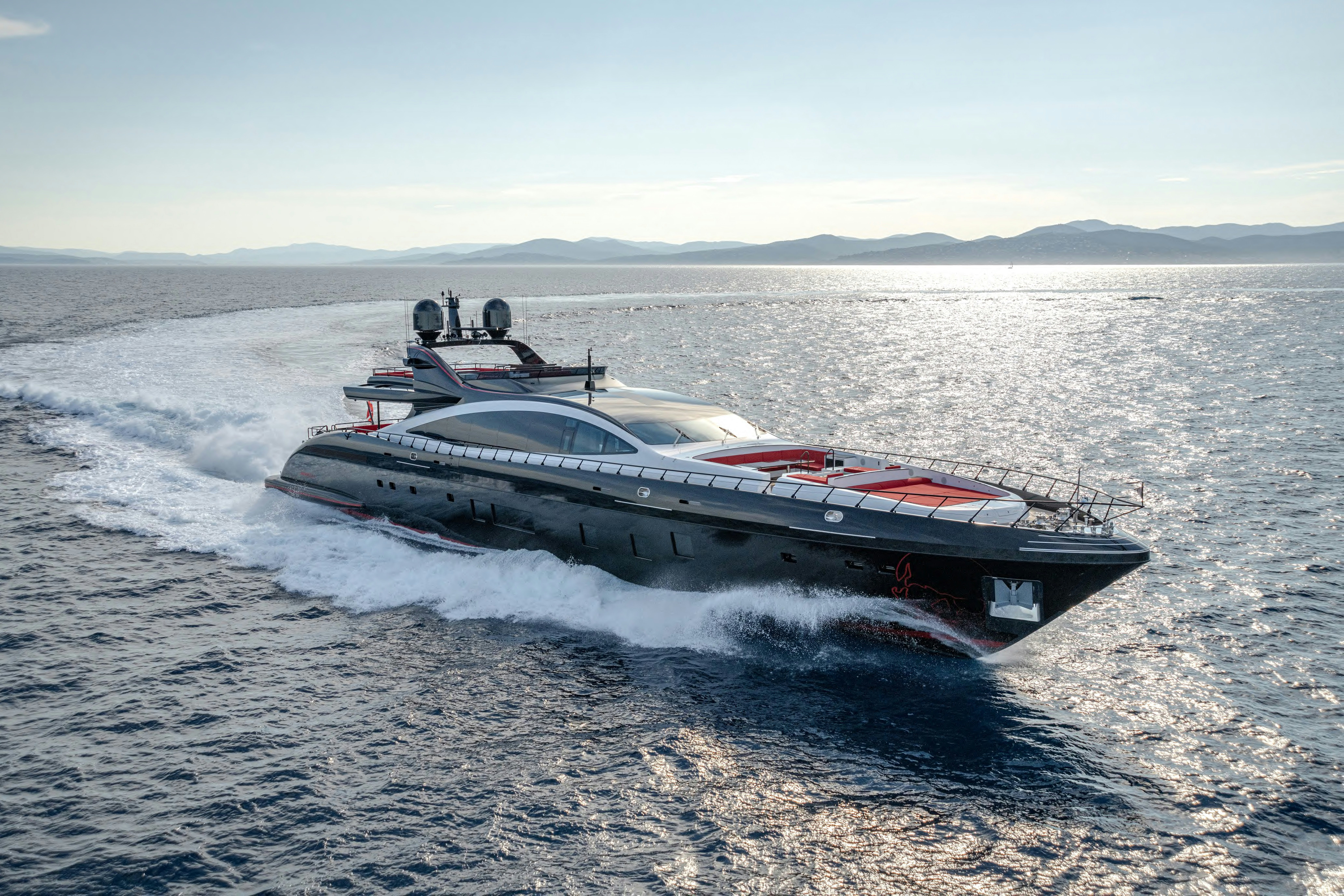 a boat on the water aboard BLACK LEGEND Yacht for Sale