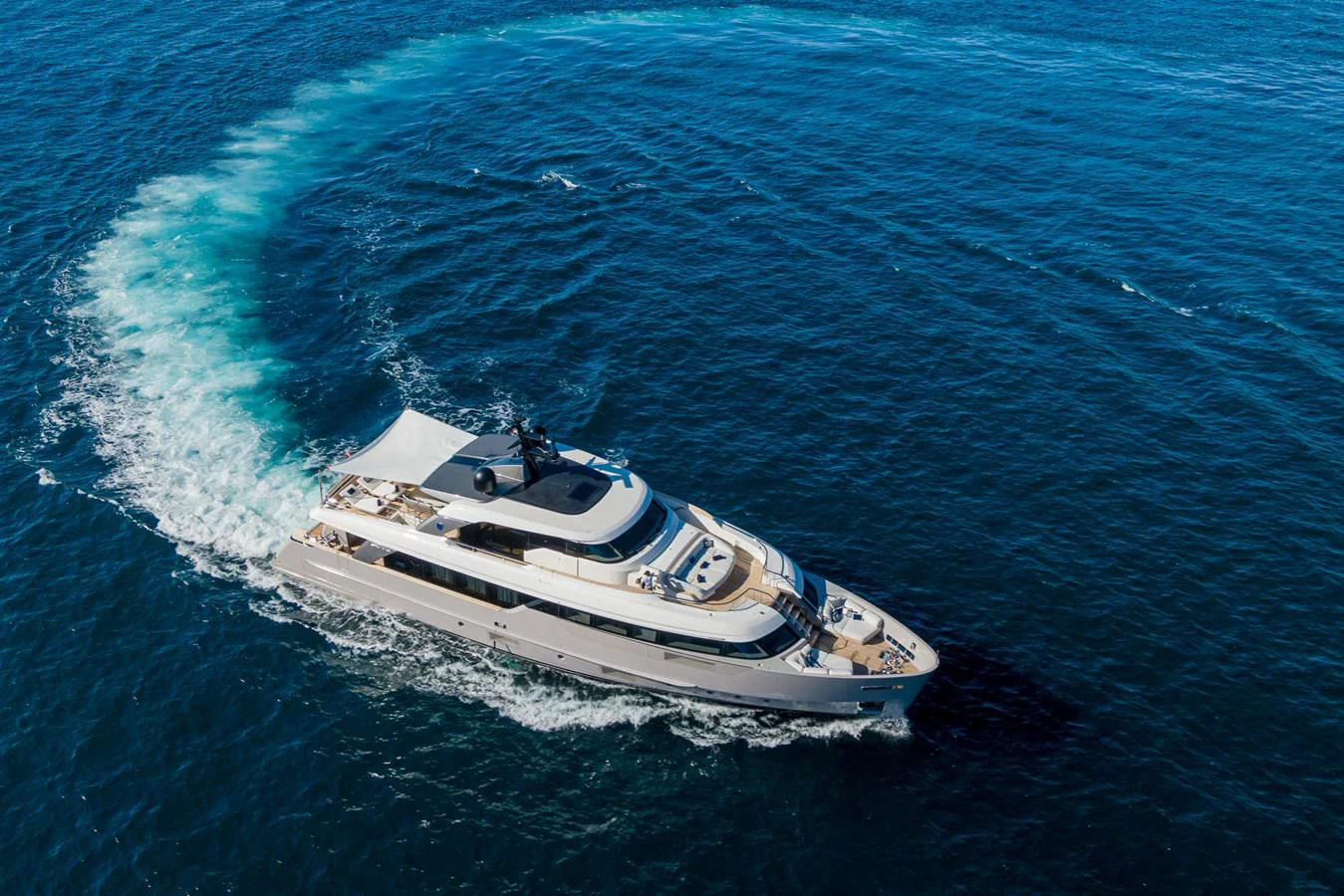 a high angle view of a boat aboard INVICTUS Yacht for Sale