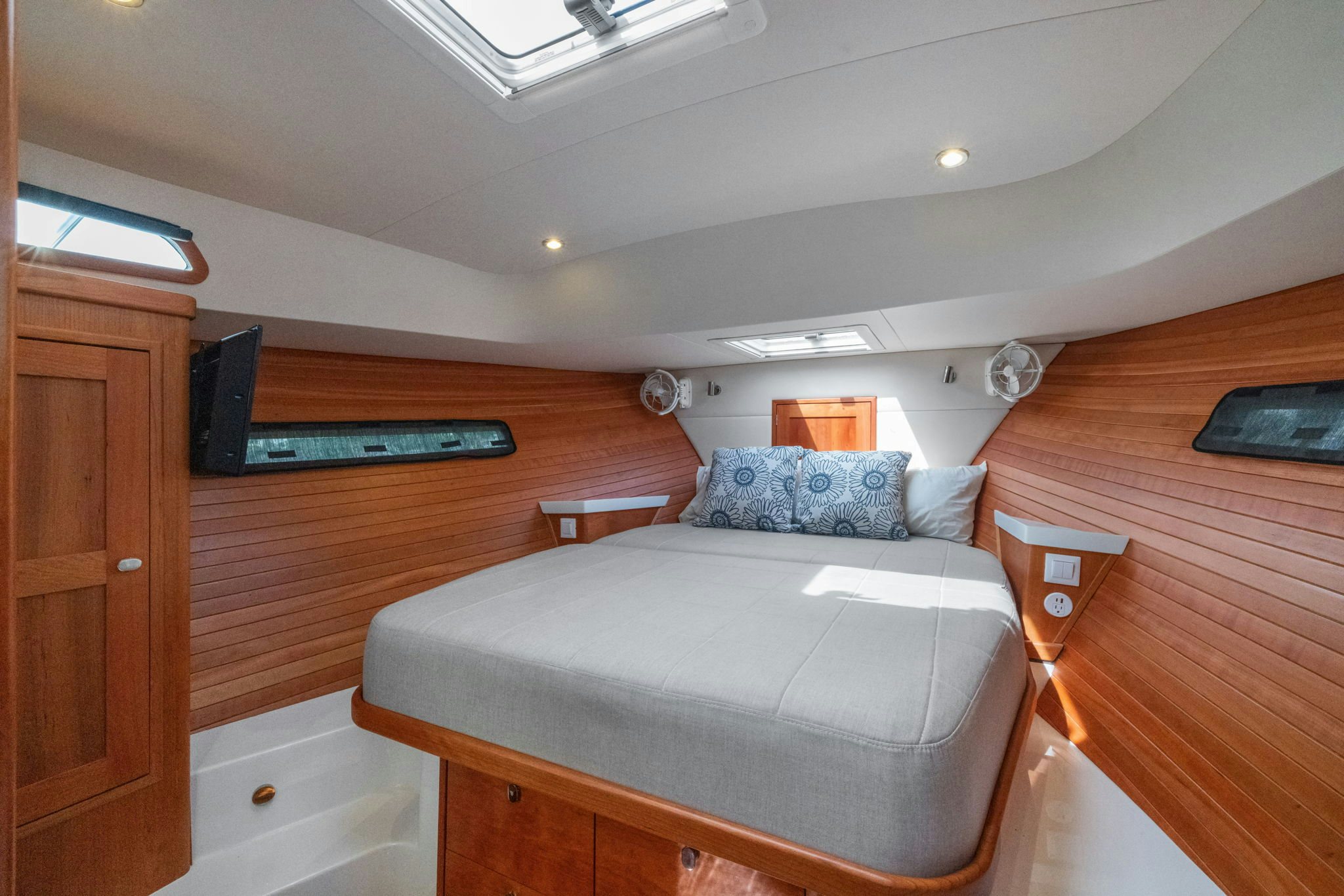 a bed in a room aboard ANNABELLE Yacht for Sale